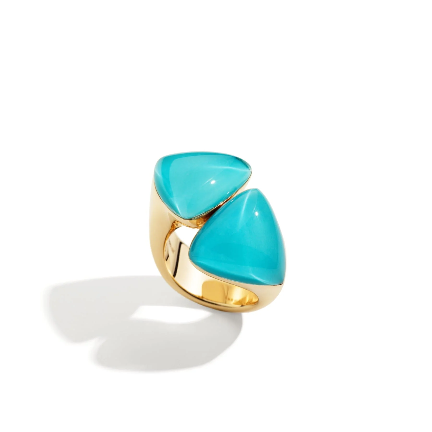 Vhernier 18K Rose Gold Rock Crystal and Turquoise Freccia Ring