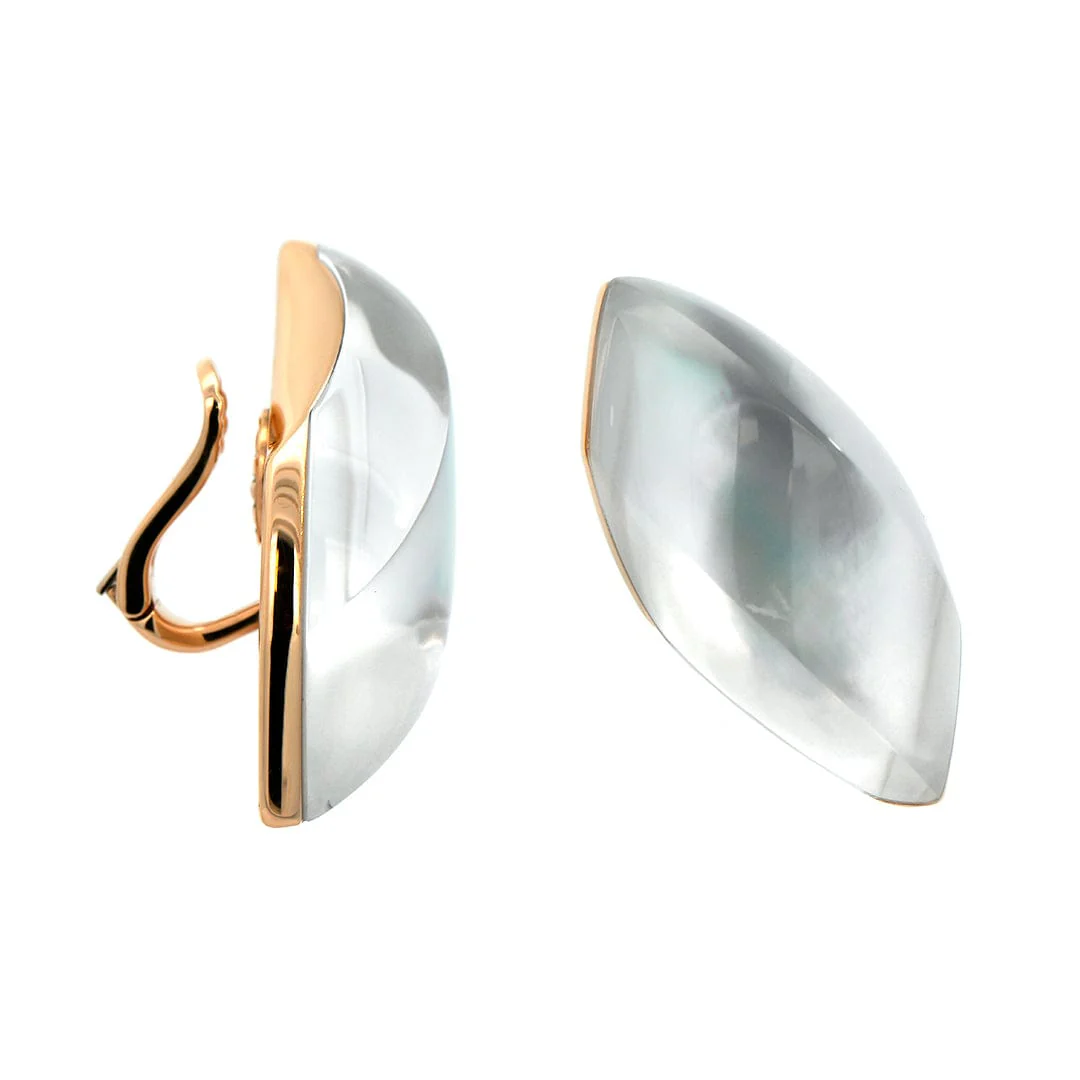 Vhernier 18K Rose Gold White Mother of Pearl and Rock Crystal Aladino Earrings - Image 3
