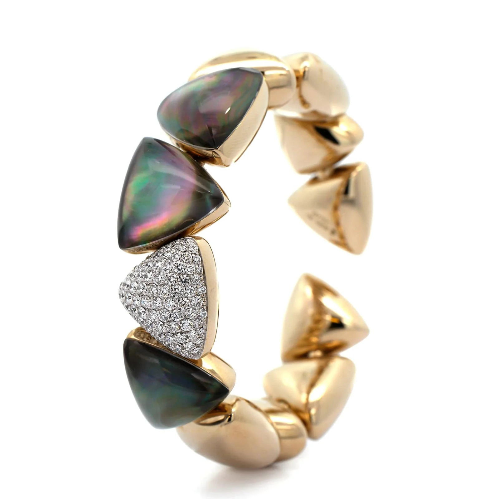 Vhernier 18K White Gold Diamond and Rock Crystal Freccia Bracelet - Image 2