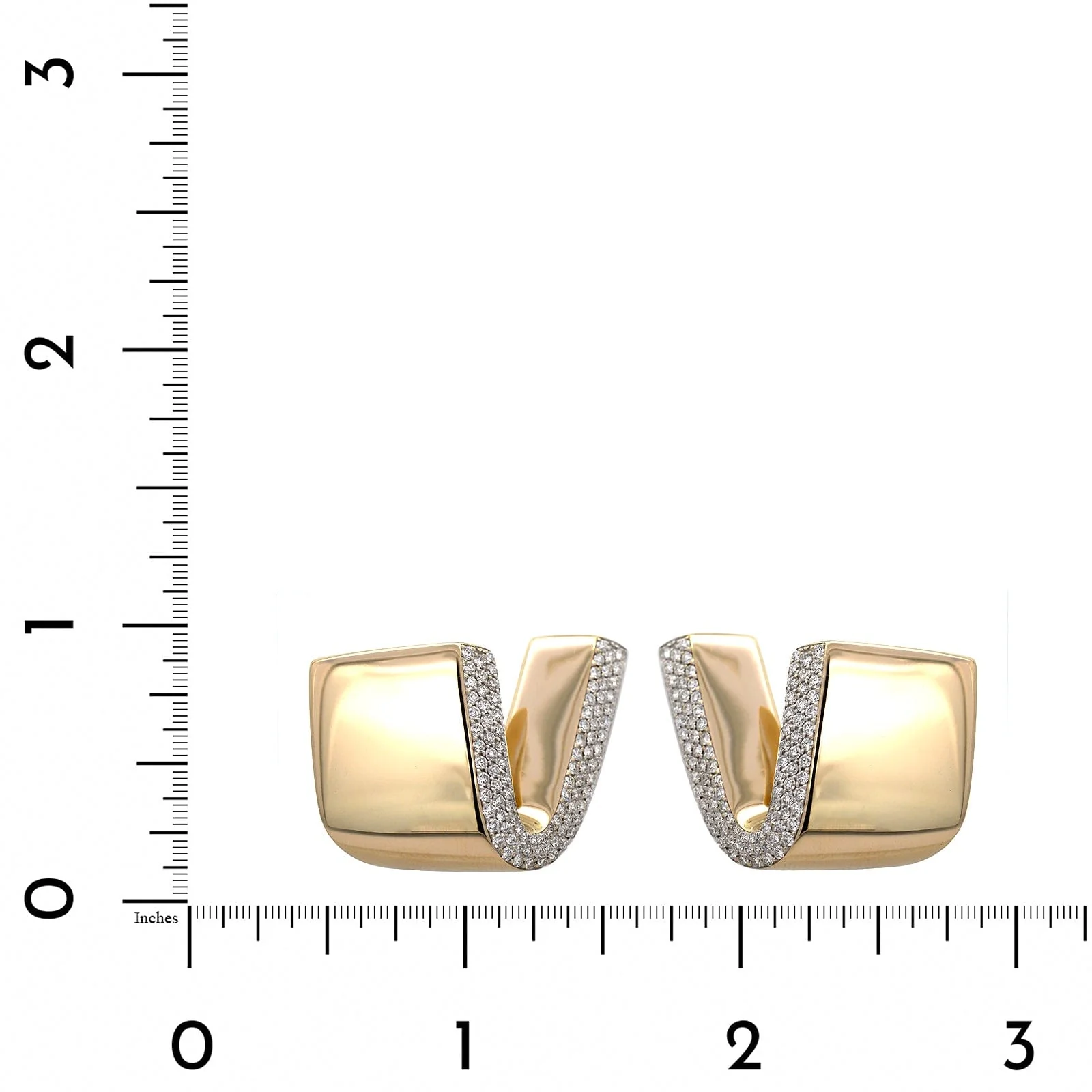 Vhernier 18K White Gold Pave Set Diamond Tonneau Earrings - Image 2