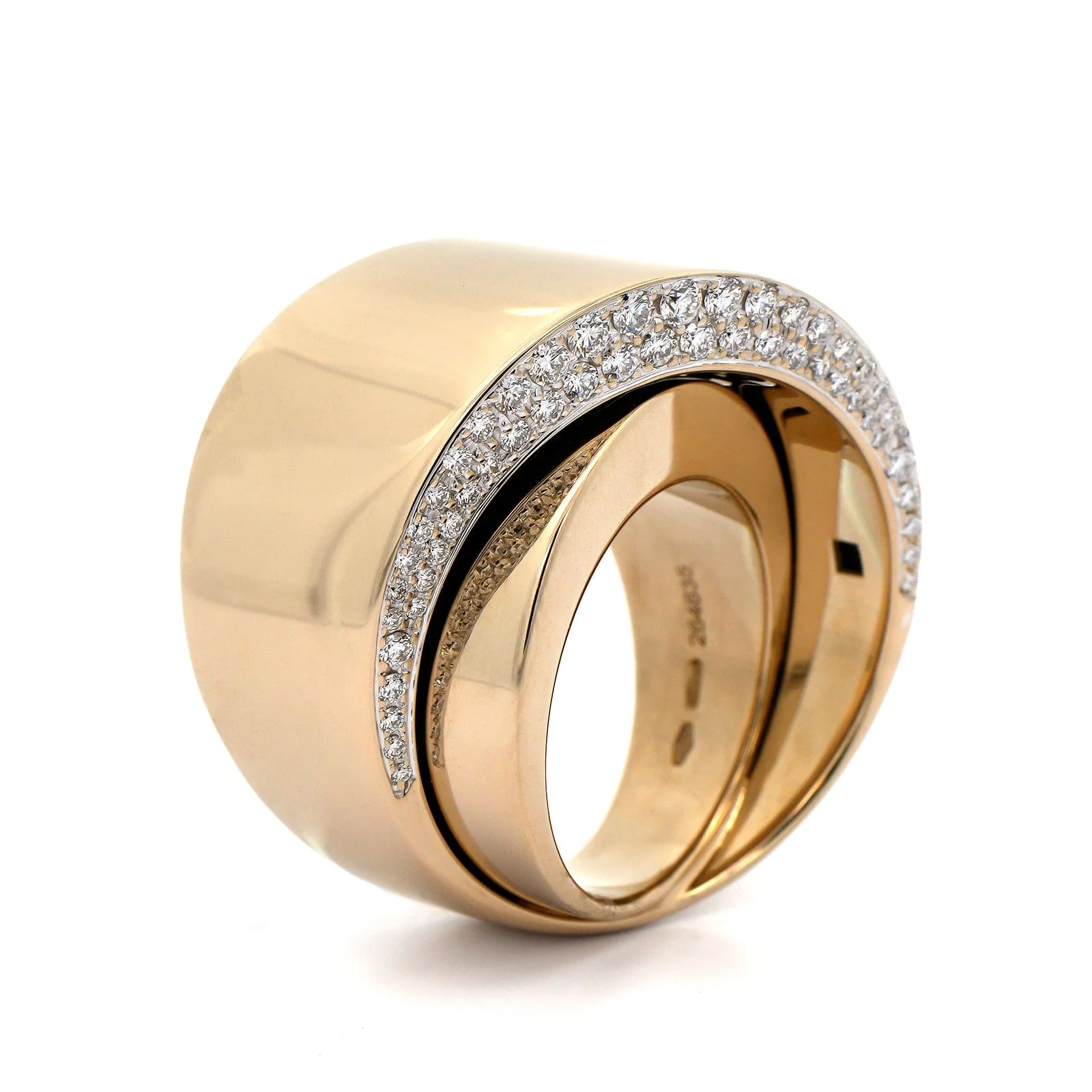 Vhernier 18K White Gold Tourbillion Pave Diamond Ring - Image 2