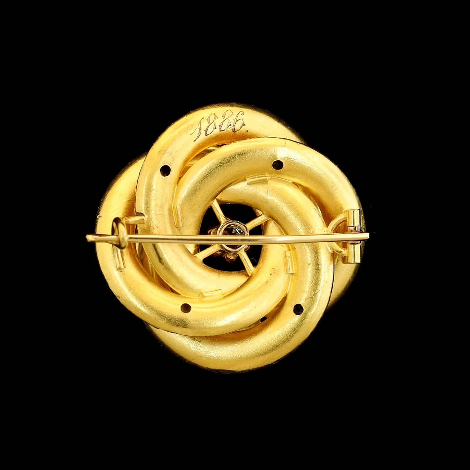 Victorian 14K Yellow Gold Estate Knot Diamond Pin - Image 2