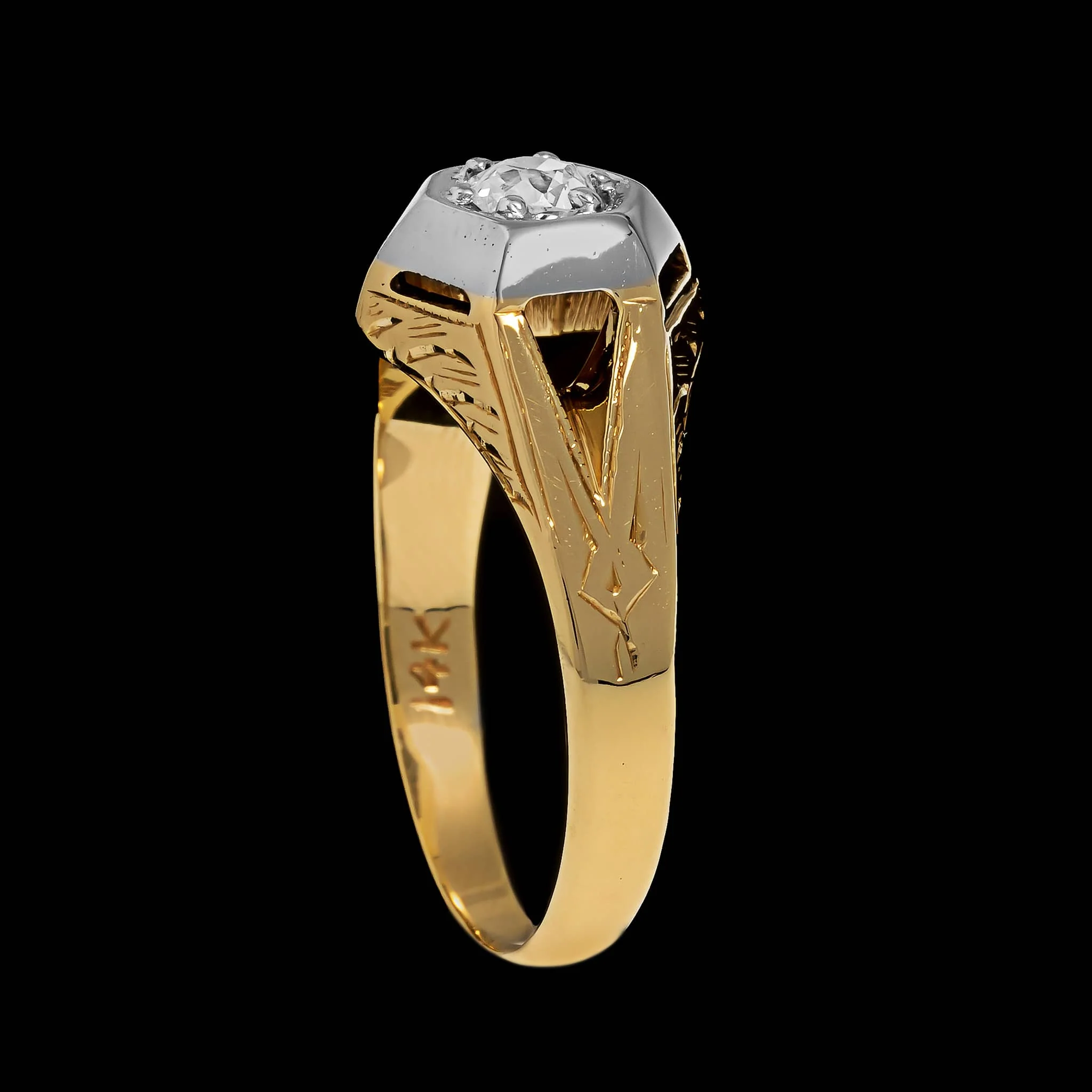 Vintage 14K Two-tone Gold Estate Diamond Ring - Image 2