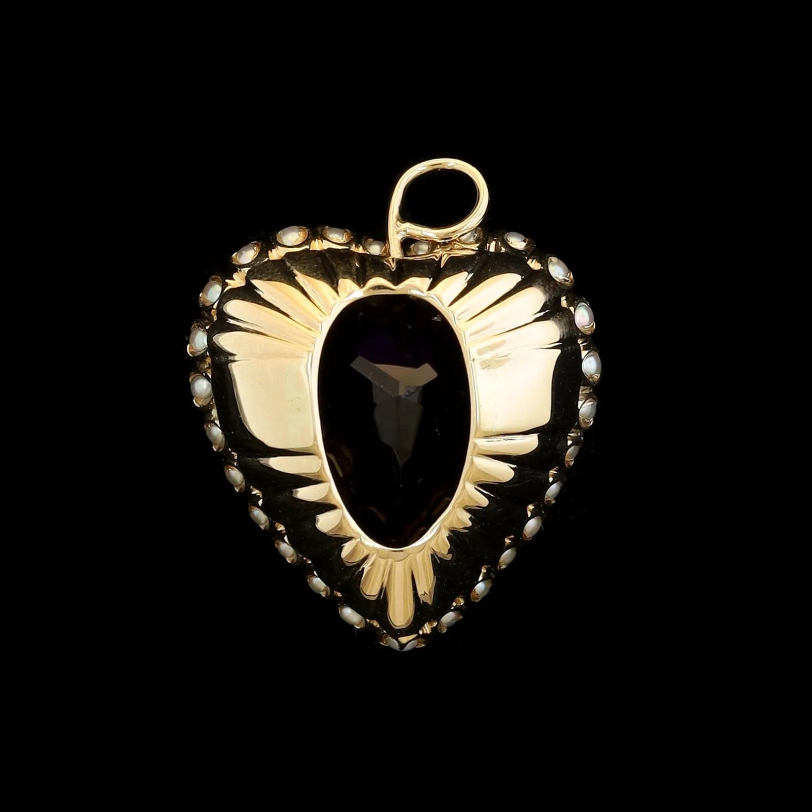 Vintage 14K Yellow Gold Estate Amethyst and Pearl Pendant - Image 2