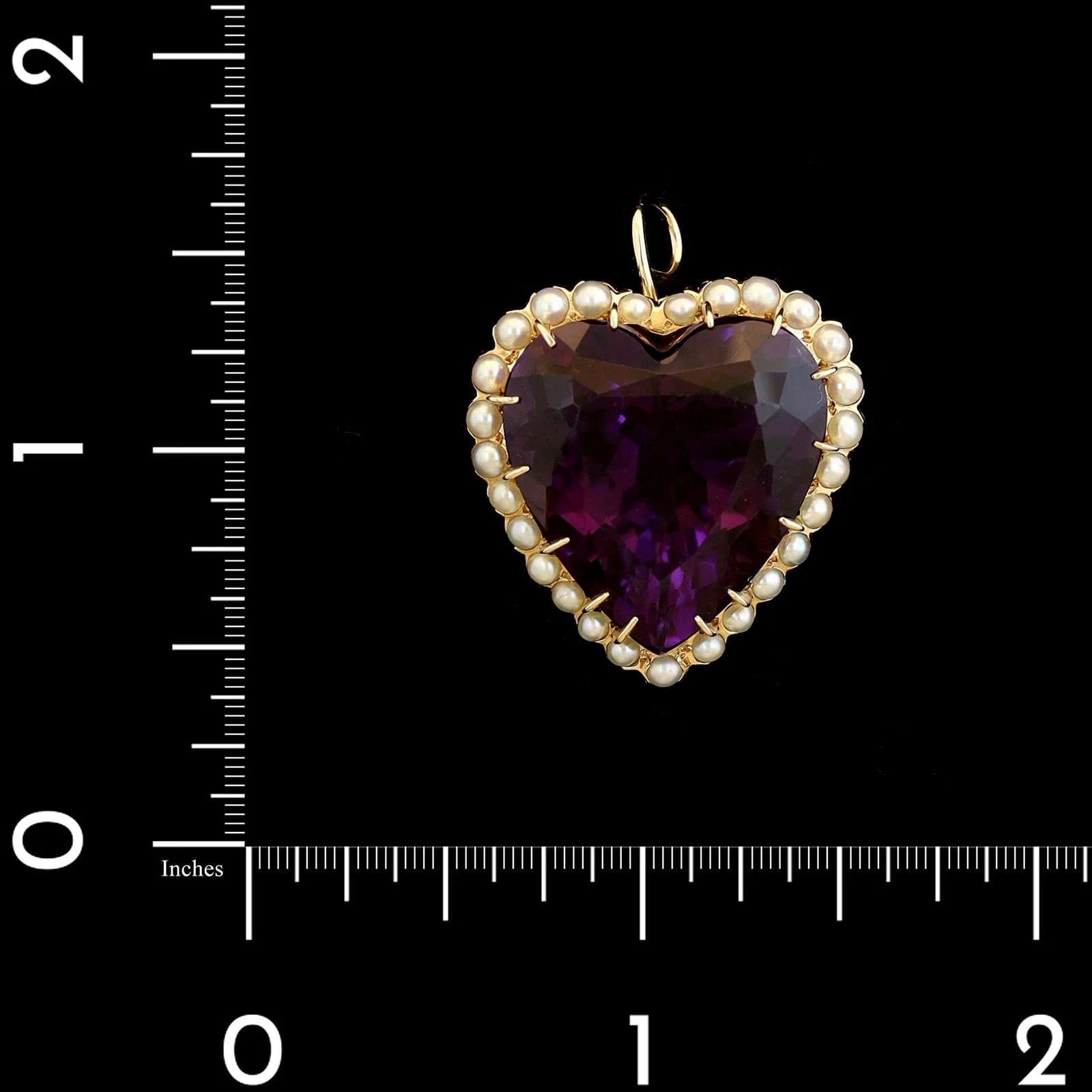 Vintage 14K Yellow Gold Estate Amethyst and Pearl Pendant - Image 3