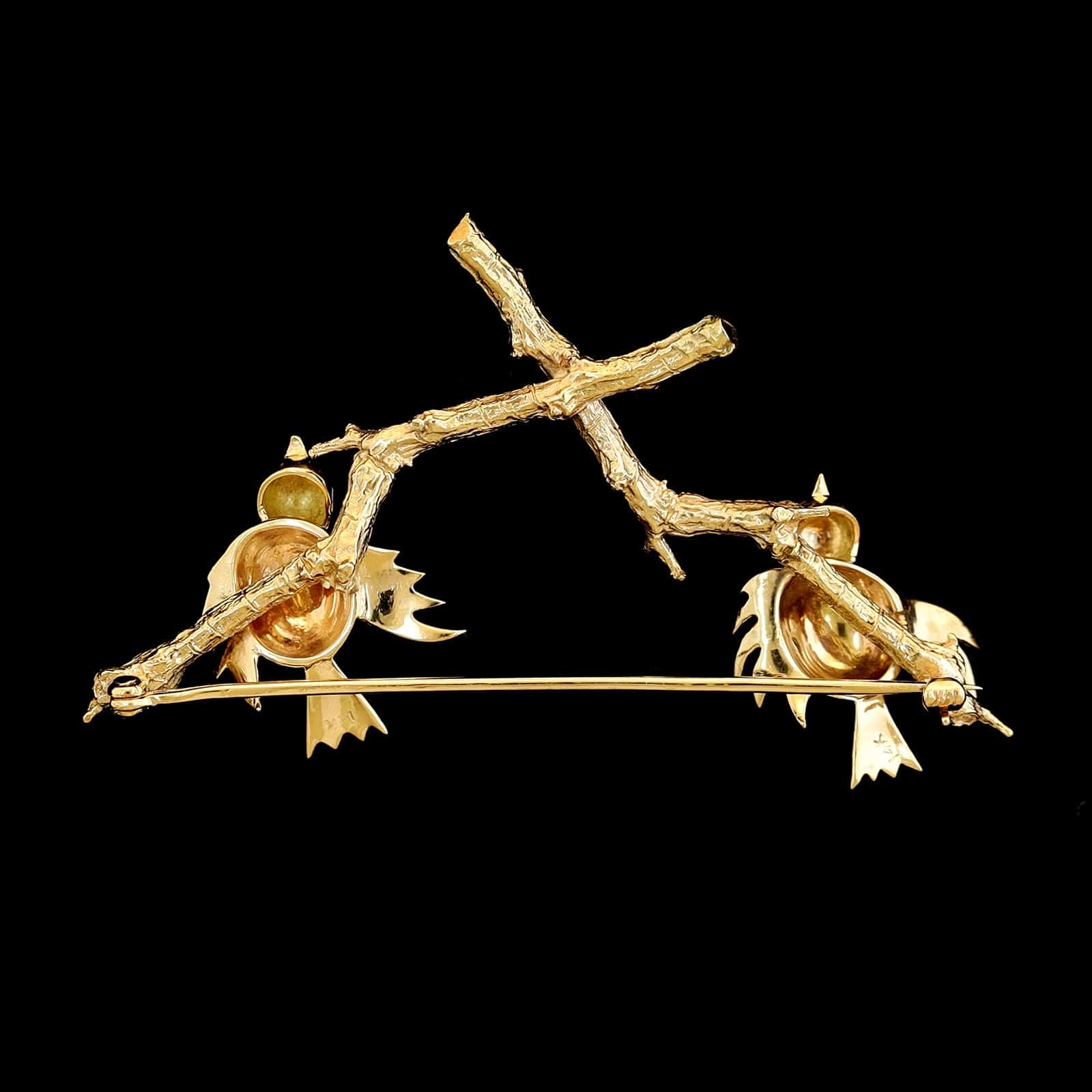 Vintage 14K Yellow Gold Estate Birds on a Branch Pin - Image 2