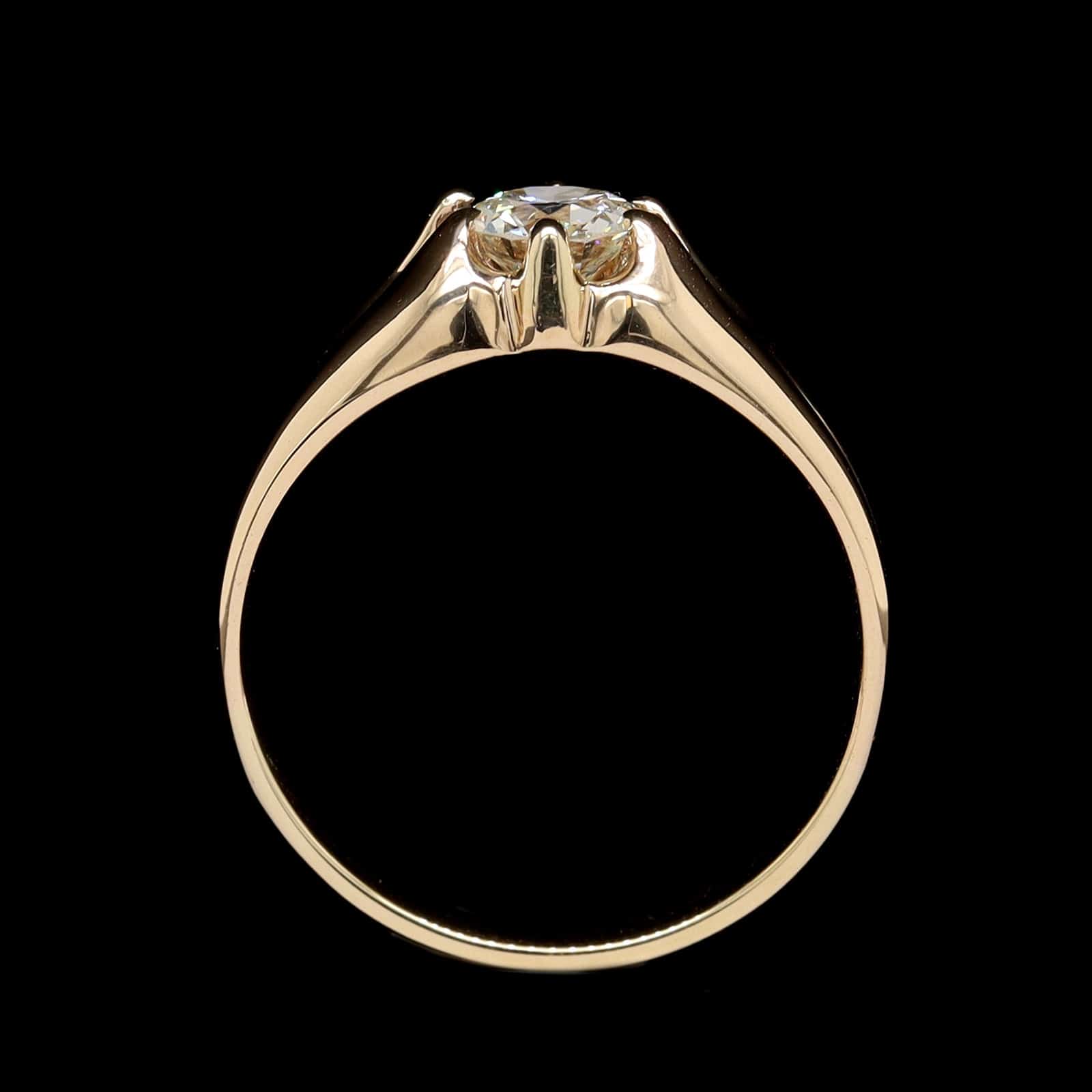 Vintage 14K Yellow Gold Estate Diamond Belcher Set Ring - Image 3