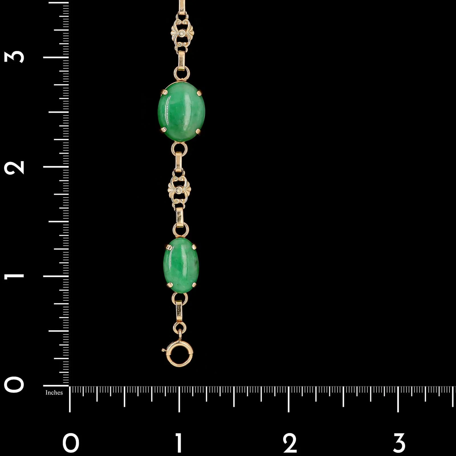Vintage 14K Yellow Gold Estate Jadeite Bracelet - Image 3