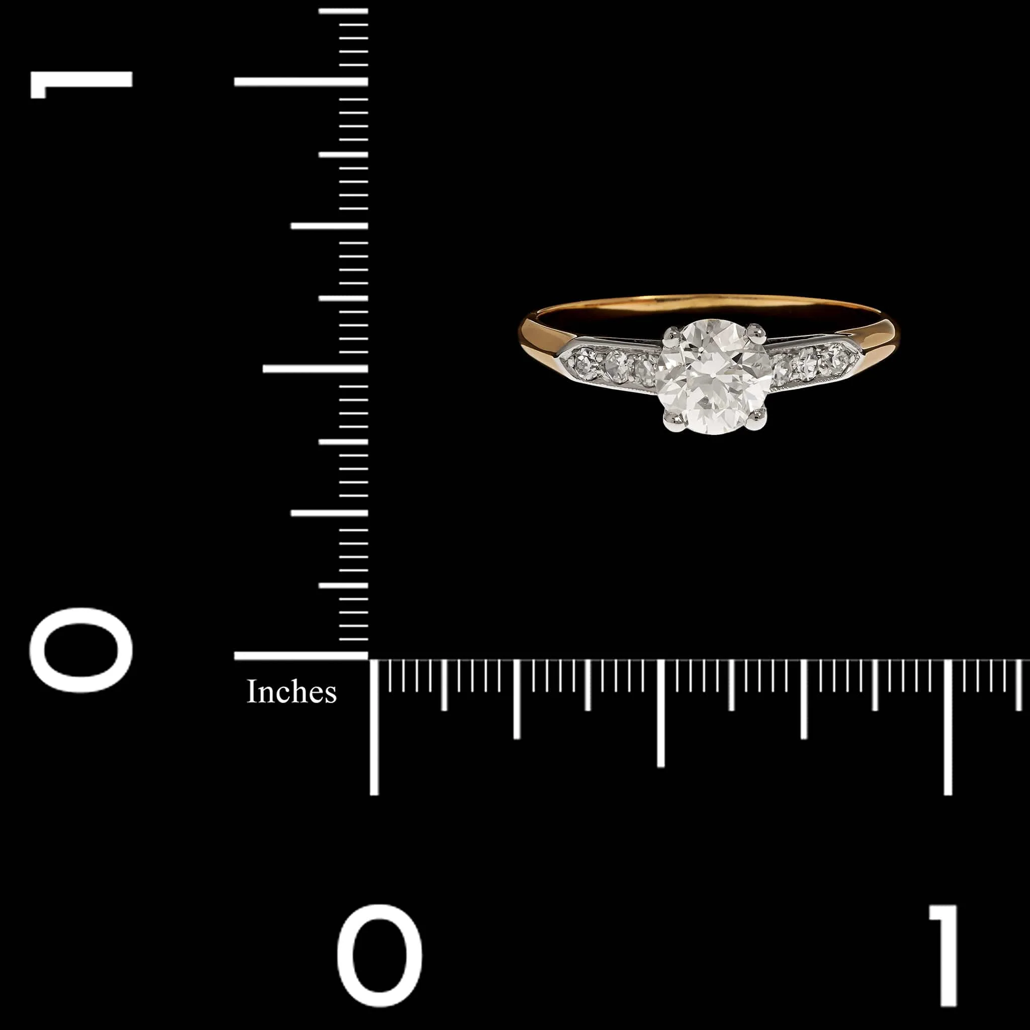 Vintage 14K Yellow Gold & Platinum Estate Diamond Engagement Ring - Image 3