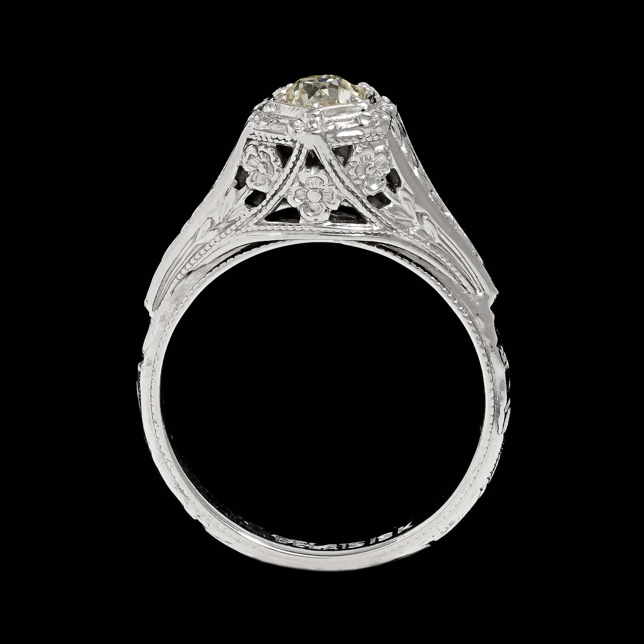 Vintage Belais 18K White Gold Estate Diamond Engagement Ring - Image 3