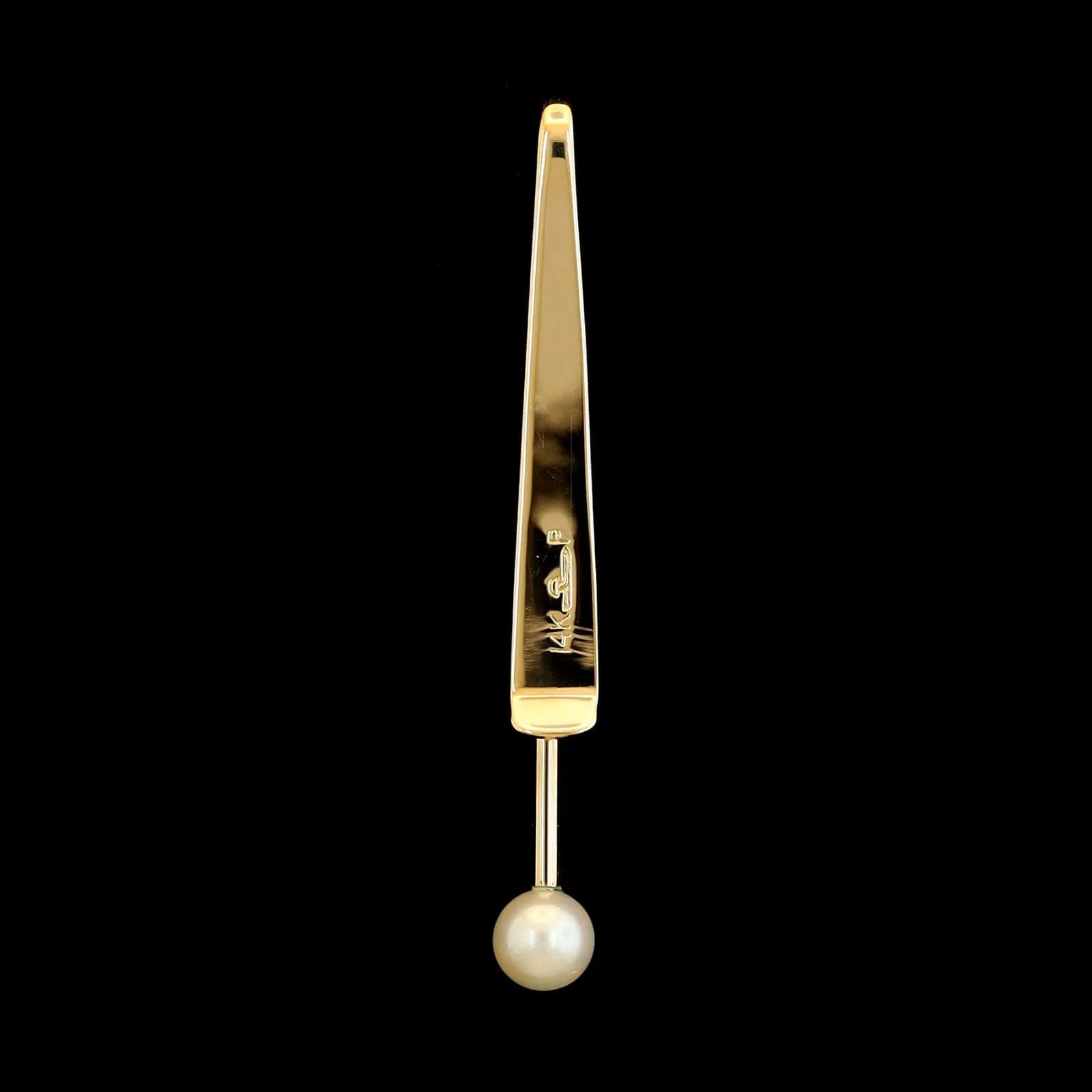 Vintage Larter & Sons 14K Yellow Gold Estate Pearl Tie Bar - Image 2