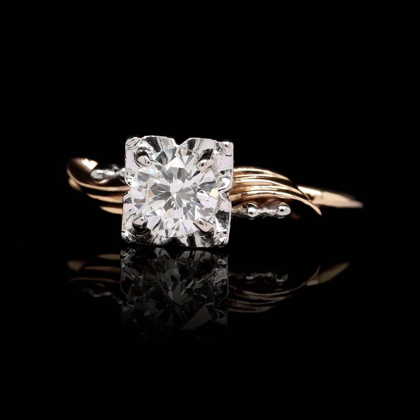 Vintage Orange Blossom 14K Two-tone Gold Estate Diamond Engagement Ring