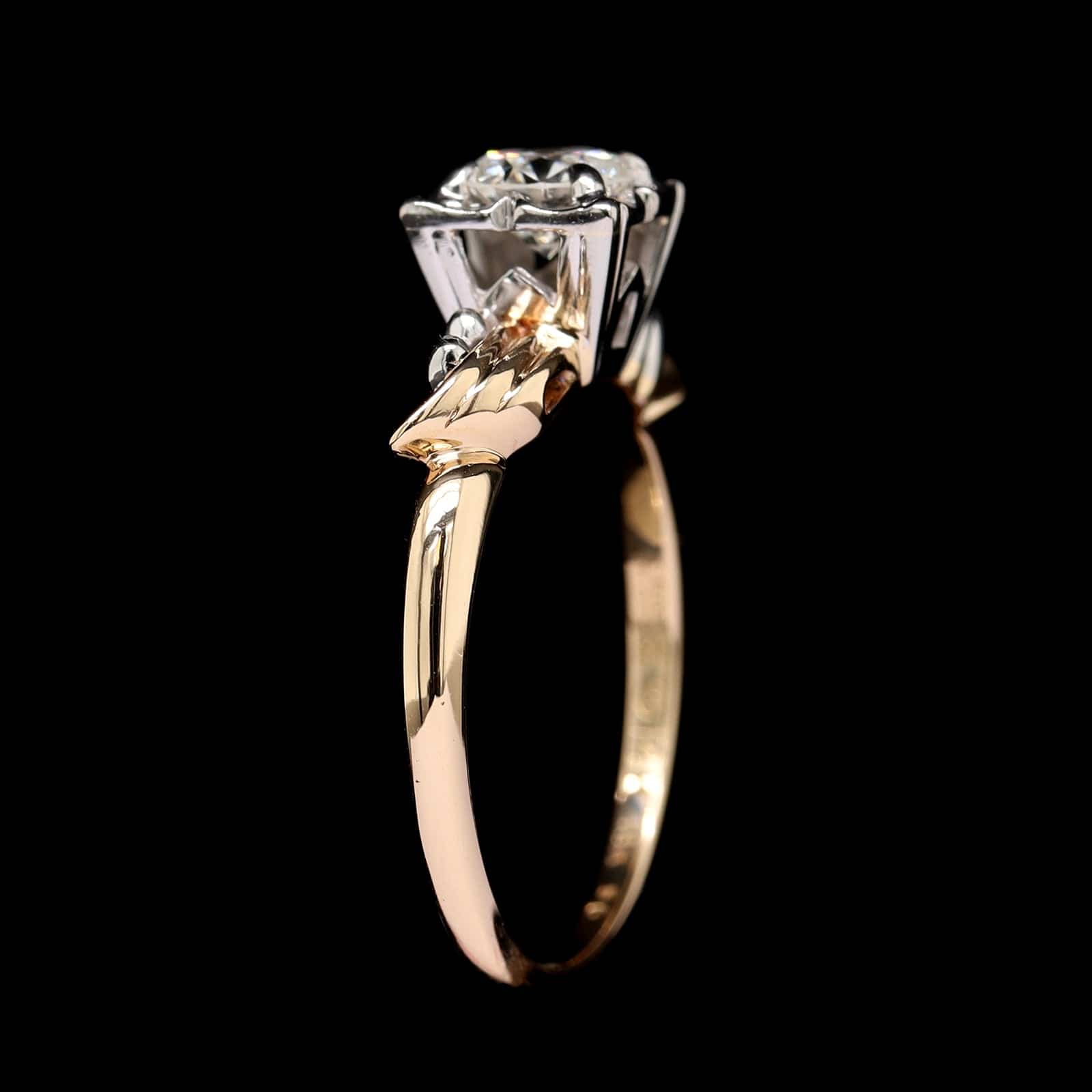 Vintage Orange Blossom 14K Two-tone Gold Estate Diamond Engagement Ring - Image 2