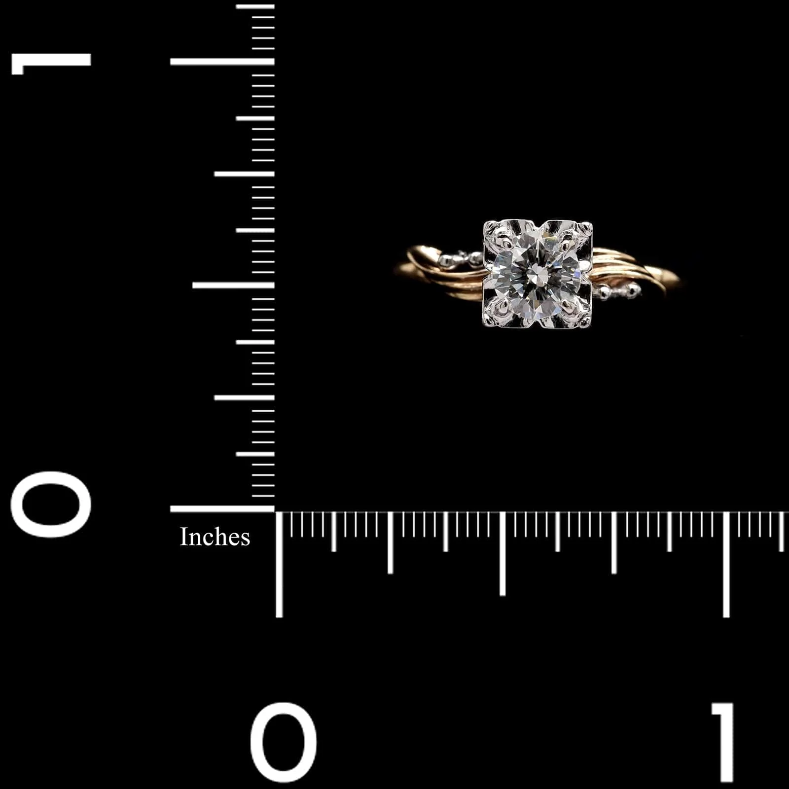 Vintage Orange Blossom 14K Two-tone Gold Estate Diamond Engagement Ring - Image 4