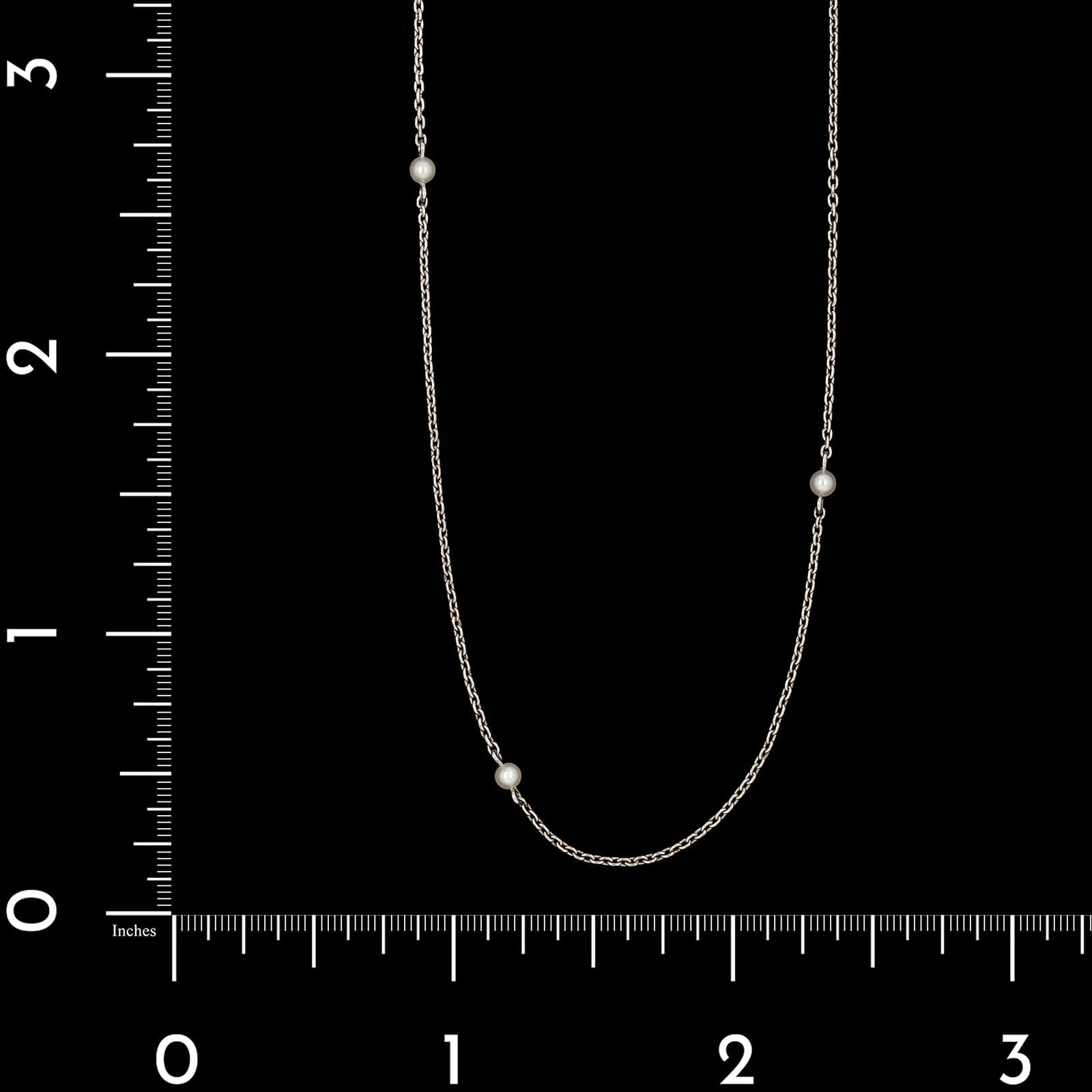 Vintage Platinum Estate Cultured Pearl Station Necklace - Image 3