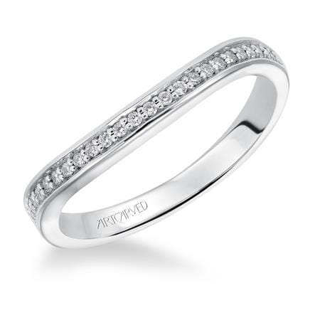 Platinum Bead Set Curve Diamond Band - Image 2