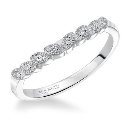 18K White Gold Bead Set Curve Diamond Band - Image 2