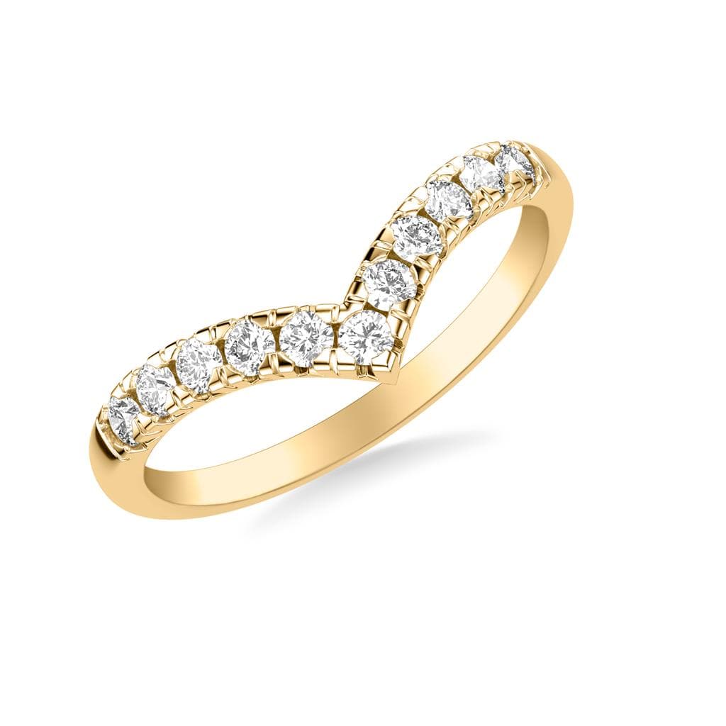 18K Yellow Gold V Shaped Graduated Diamond Band