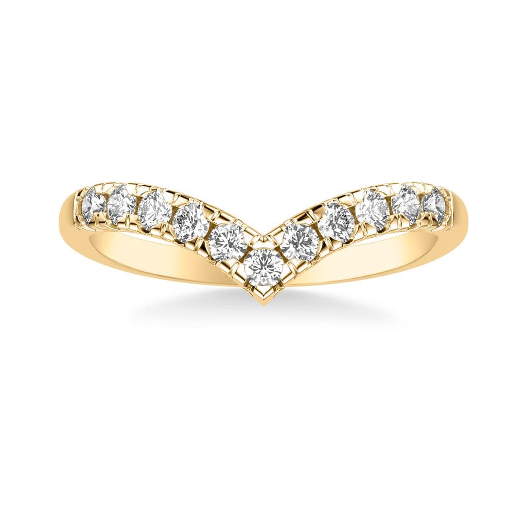 18K Yellow Gold V Shaped Graduated Diamond Band - Image 2