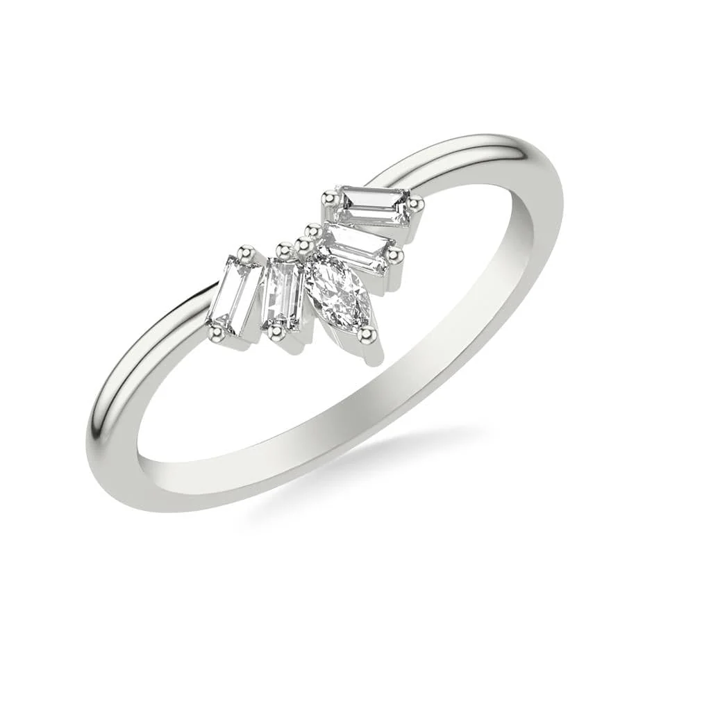 Platinum 5 Stone Curved Diamond Band