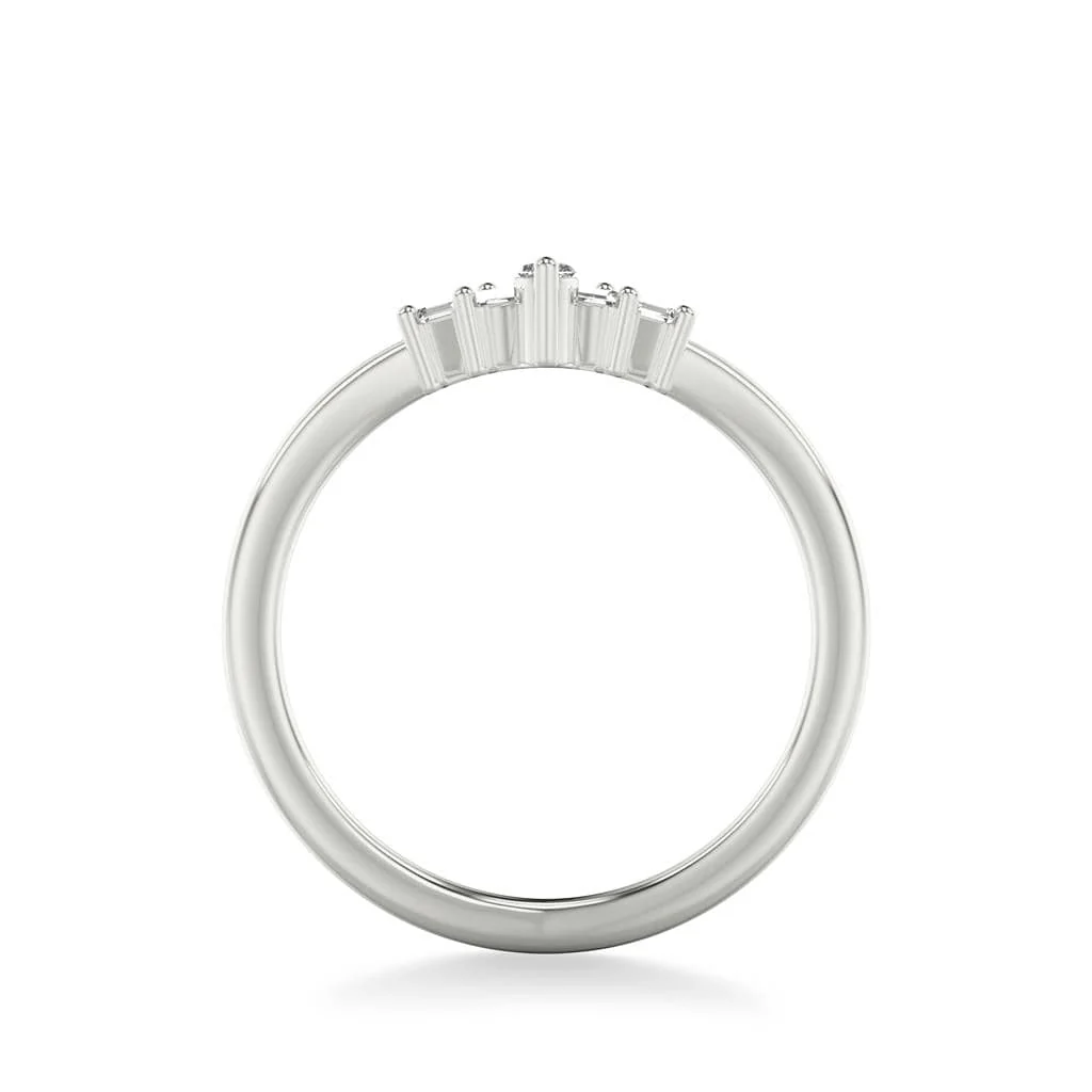 Platinum 5 Stone Curved Diamond Band - Image 2