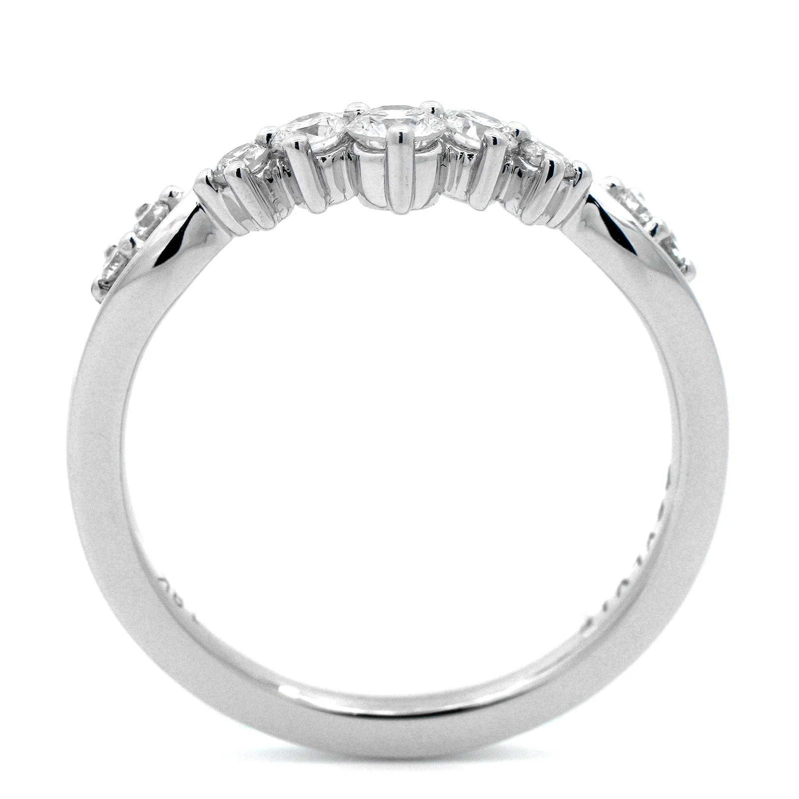 18K White Gold Crown Style Diamond Wedding Ring - Image 3