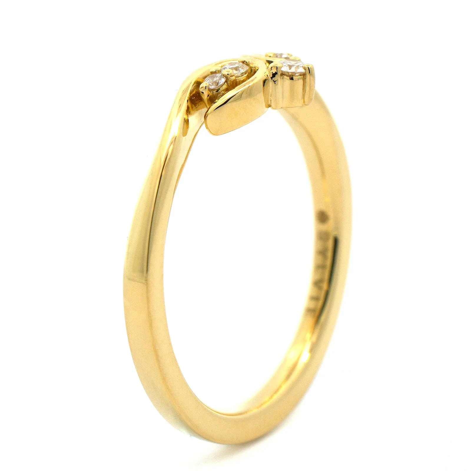 18K Yellow Gold Tulira Crown Style Diamond Wedding Ring - Image 2