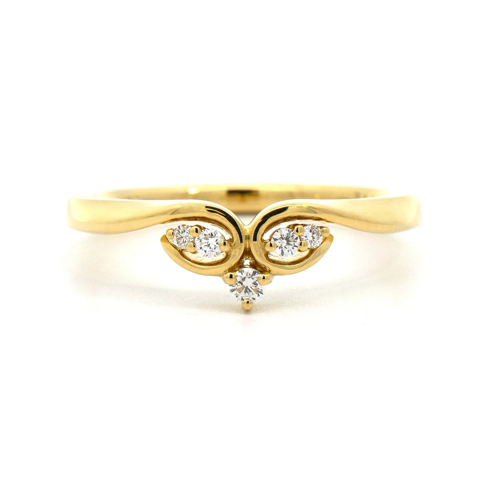 18K Yellow Gold Tulira Crown Style Diamond Wedding Ring - Image 5