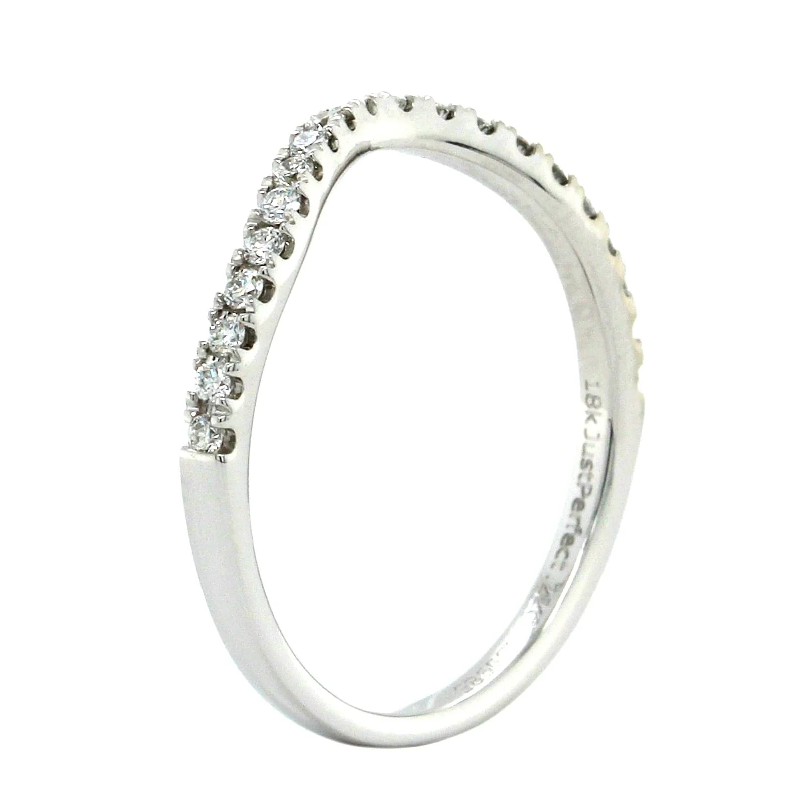 18K White Gold Large Curve Diamond Band - Image 2