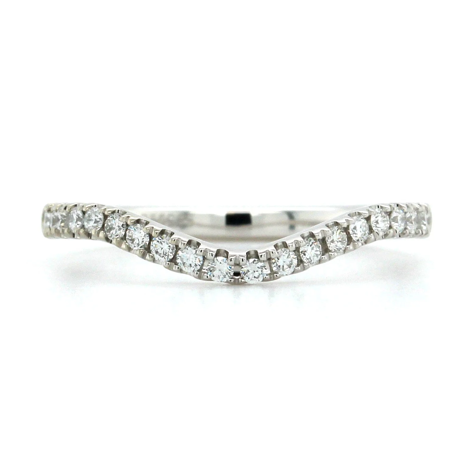 18K White Gold Large Curve Diamond Band - Image 5