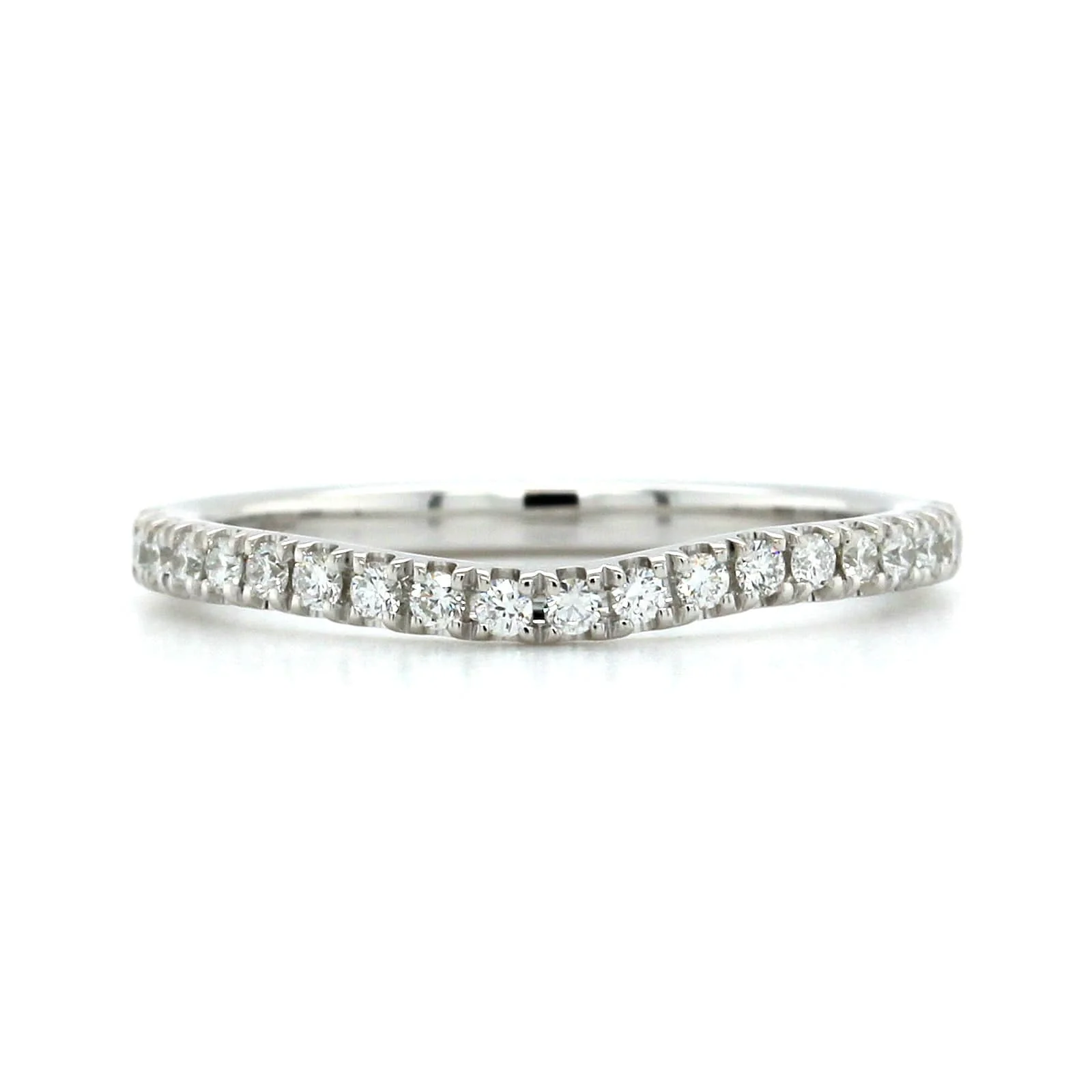18K White Gold Small Curve Diamond Band - Image 5