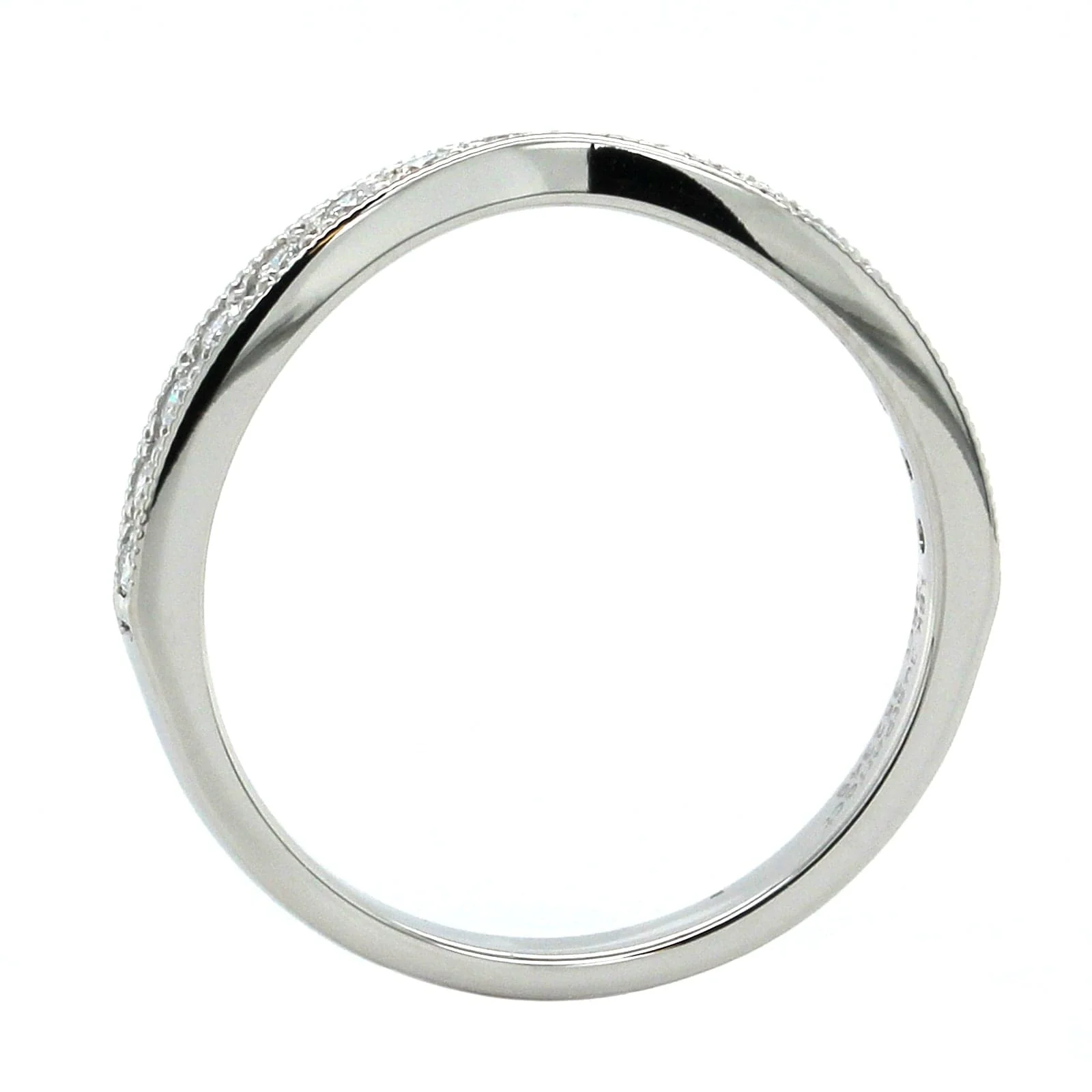 18K White Gold Medium Curve Milgrain Diamond Band - Image 3