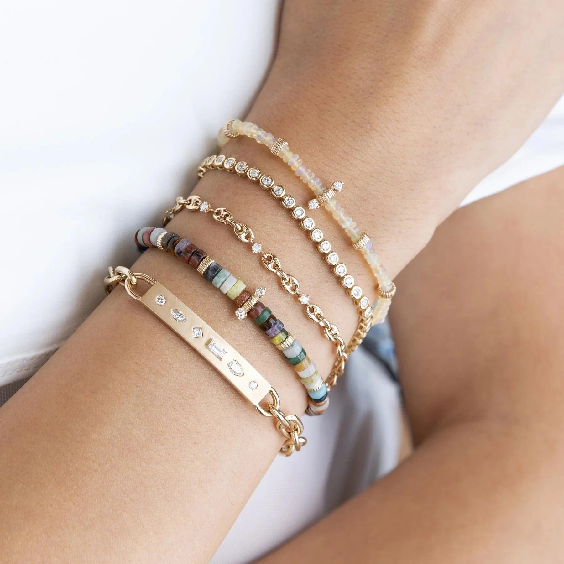 Zoe Chicco 14K Yellow Gold Diamond Mosaic ID Bar Bracelet - Image 3