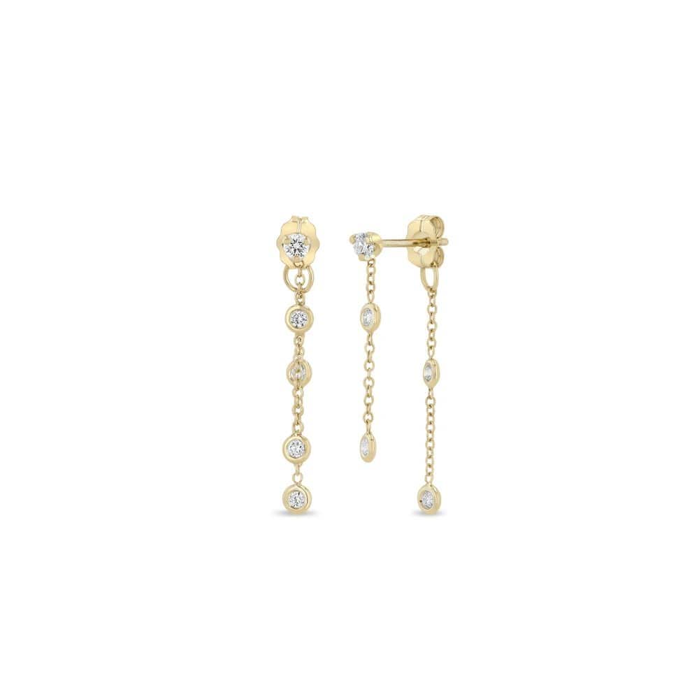 Zoe Chicco 14K Yellow Gold Floating Diamond Double Drop Earrings