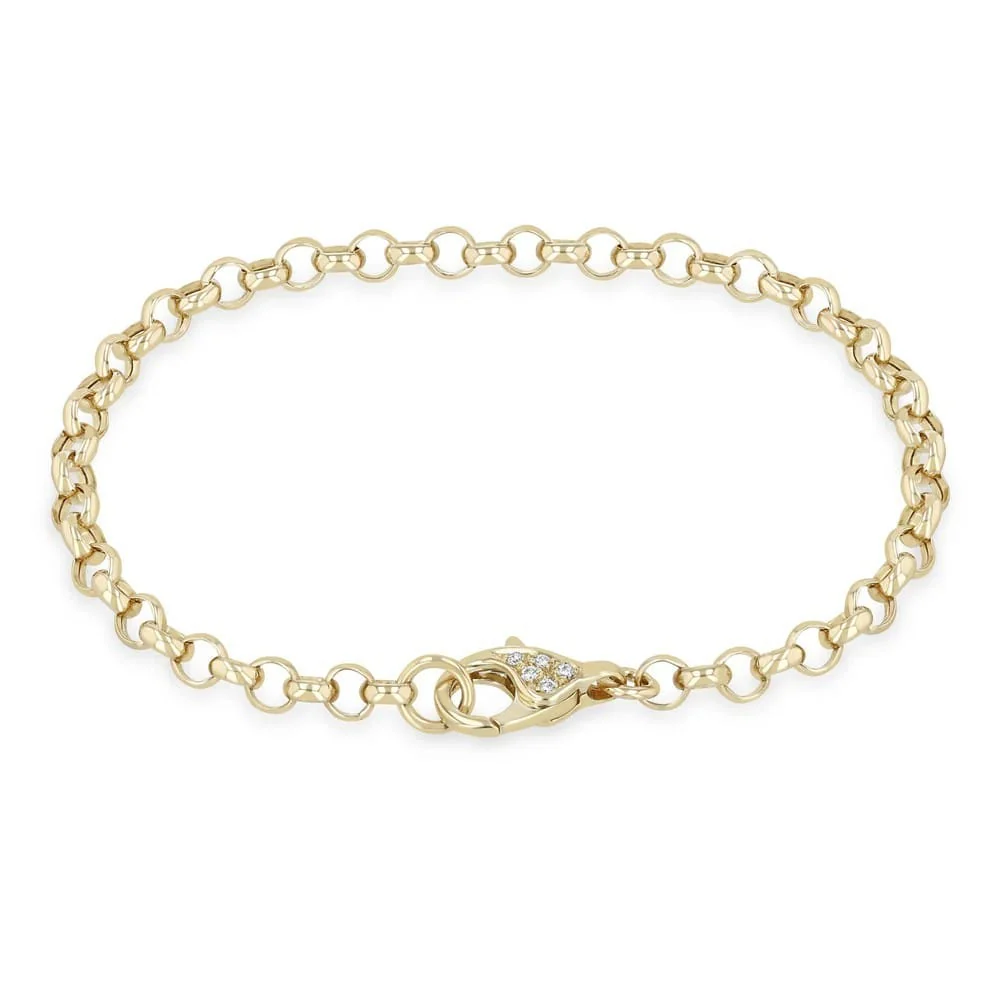 Zoe Chicco 14K Yellow Gold Large Diamond Rolo Chain Bracelet - Image 2