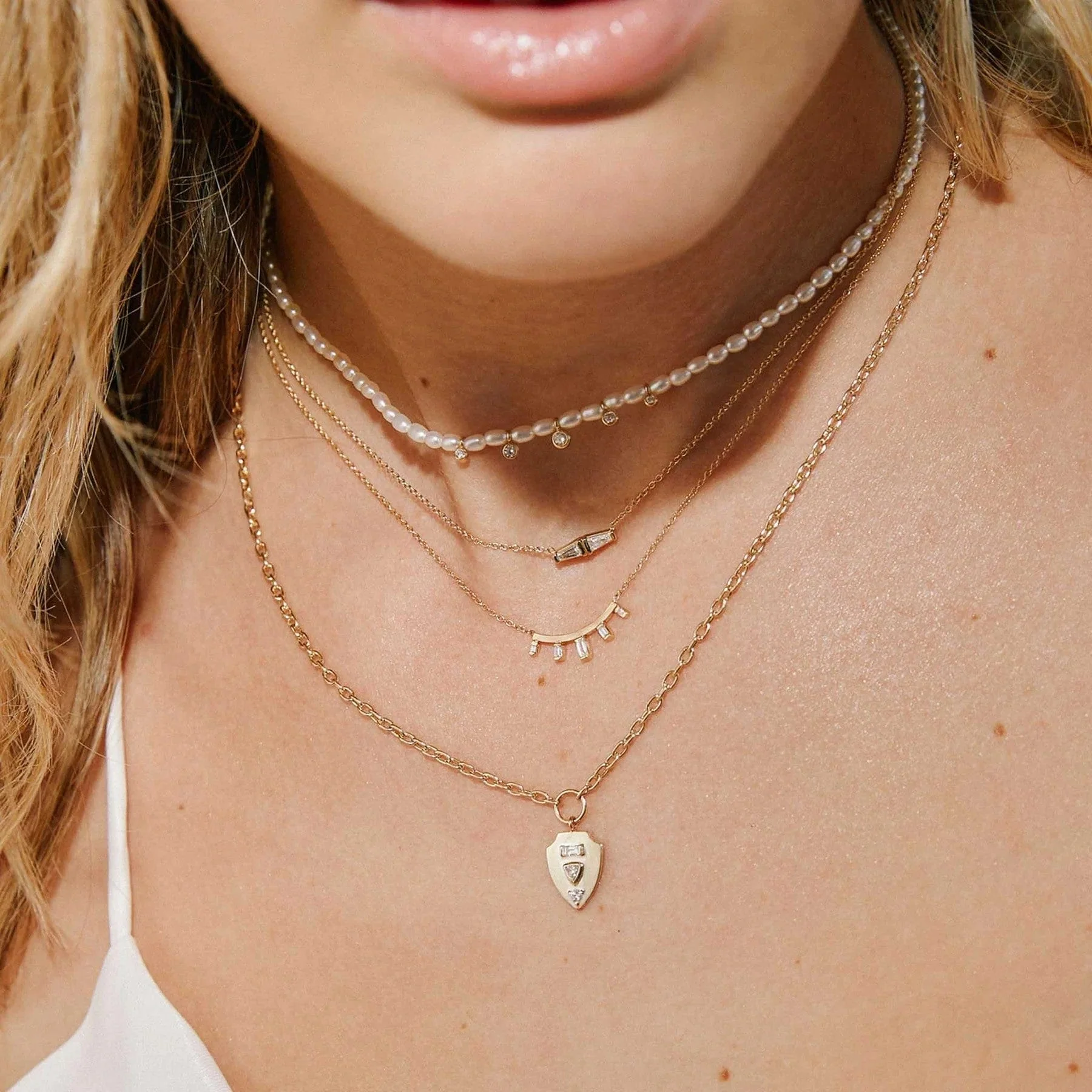 Zoe Chicco 14K Yellow Gold Multi Shaped Diamond Mosaic Small Shield Pendant Necklace - Image 2