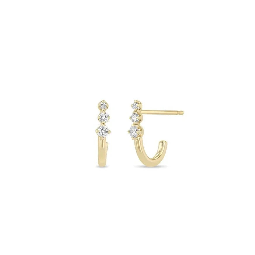 Zoe Chicco 14K Yellow Gold Small J Hook Diamond Earrings