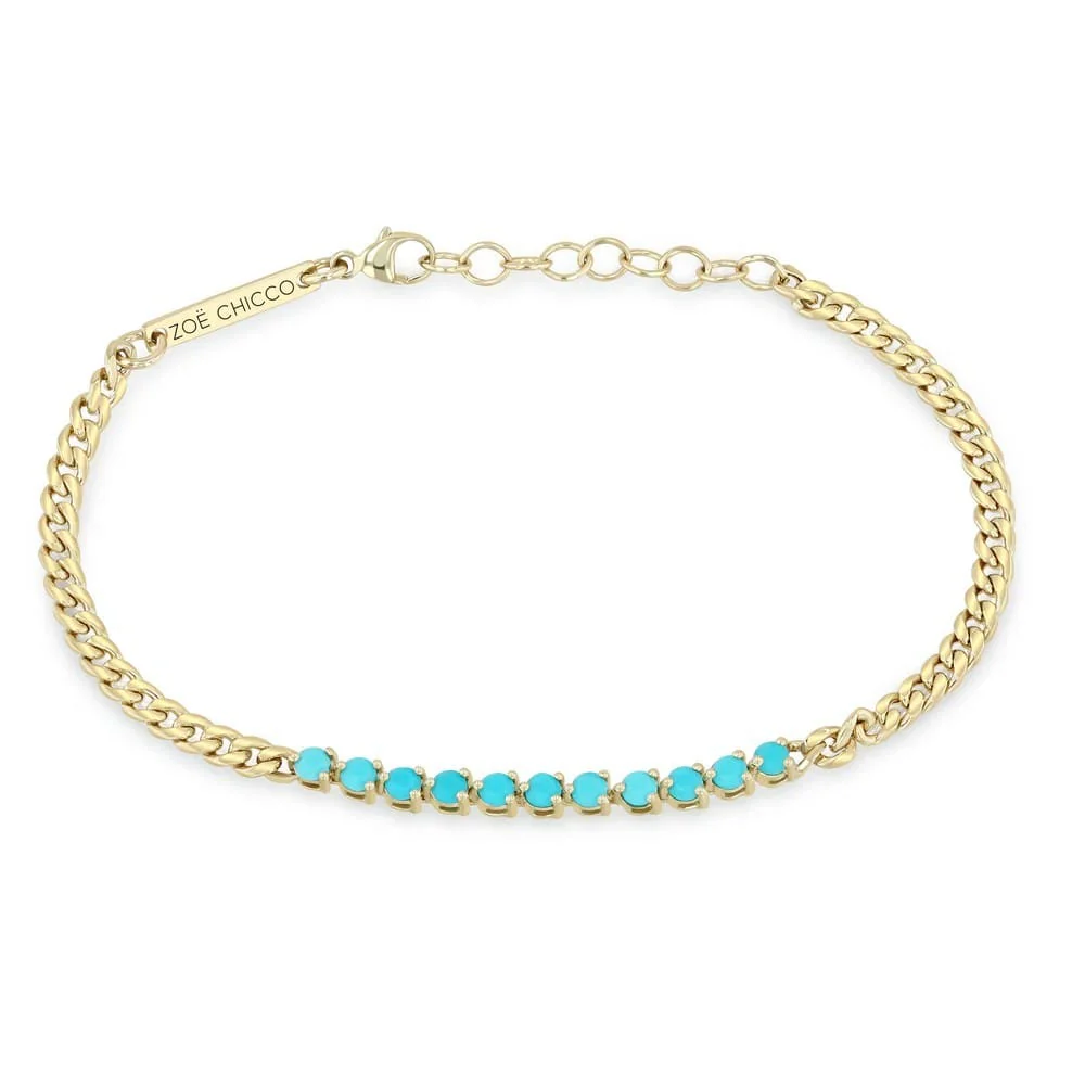 Zoe Chicco 14K Yellow Gold Small Turquoise Segment Bracelet