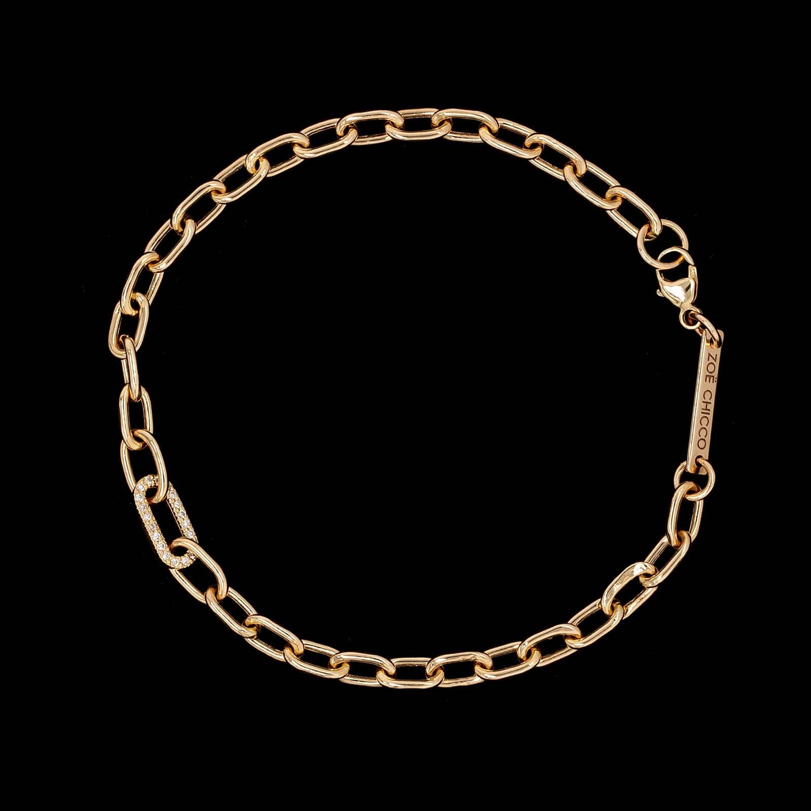 Zoe Chico 14K Yellow Gold Estate Diamond Oval Link Bracelet