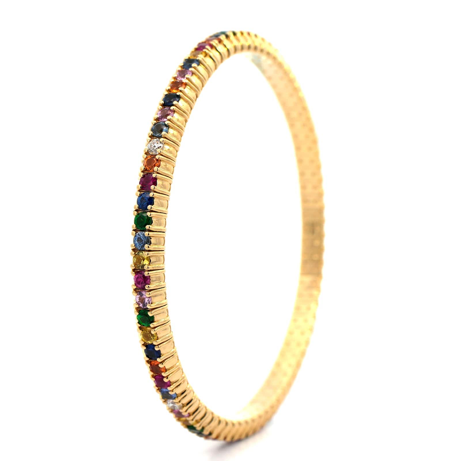 Zydo 18K Rose Gold Diamond and Sapphire Stretch Bracelet - Image 2