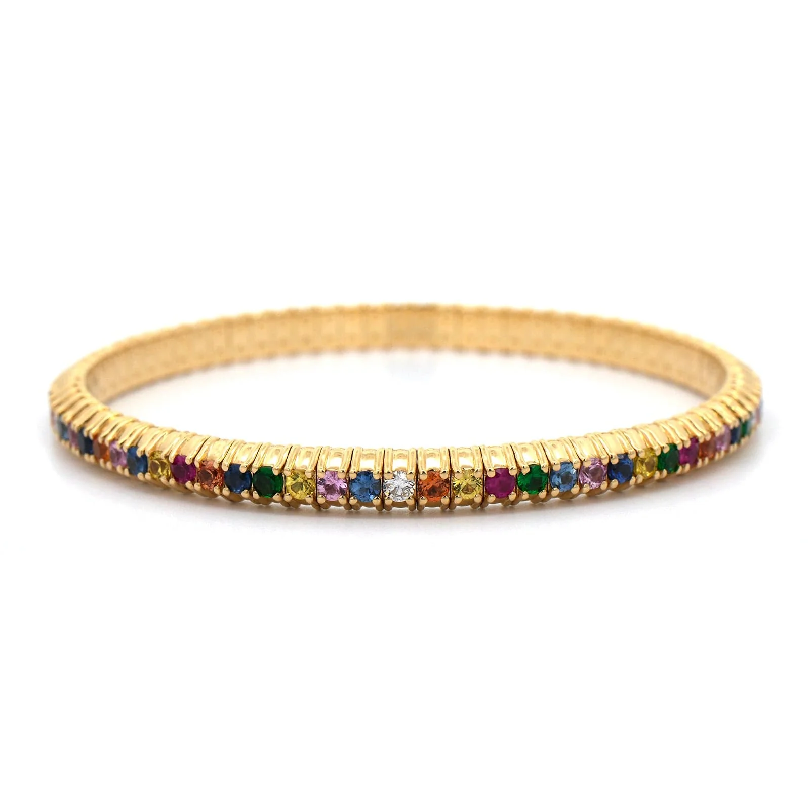 Zydo 18K Rose Gold Diamond and Sapphire Stretch Bracelet - Image 4