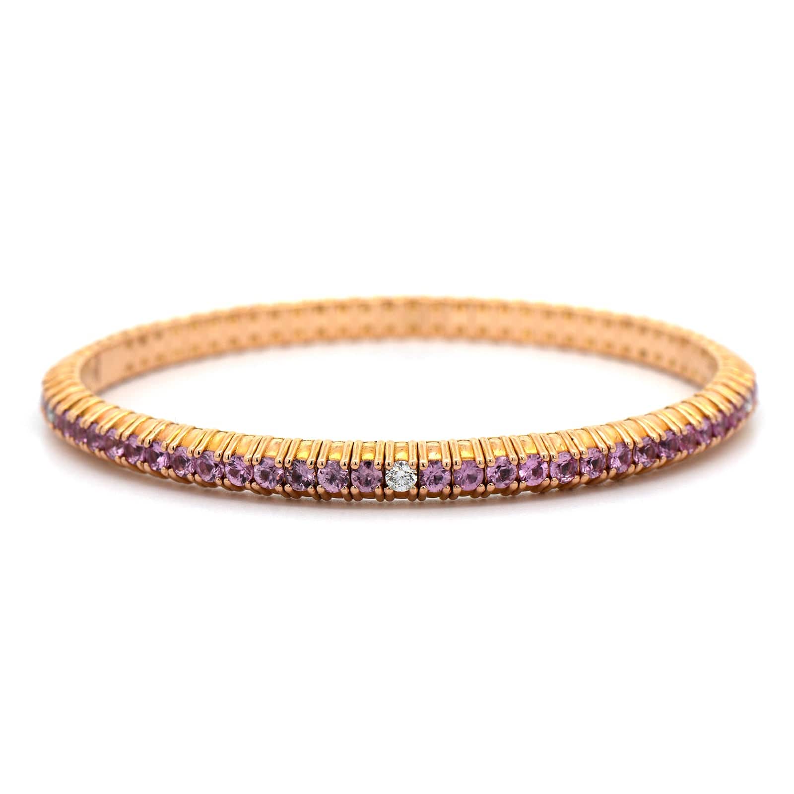 Zydo 18K Rose Gold Pink Sapphire and Diamond Stretch Bracelet