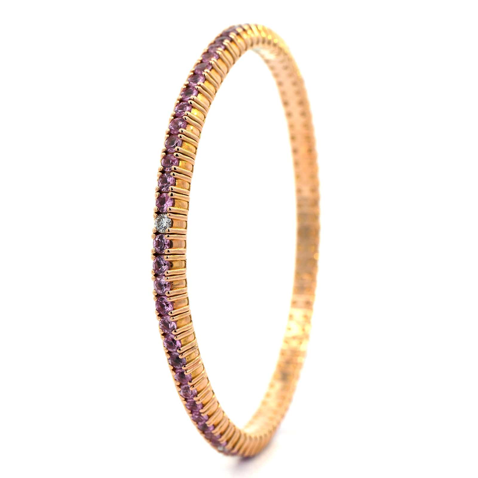 Zydo 18K Rose Gold Pink Sapphire and Diamond Stretch Bracelet - Image 2