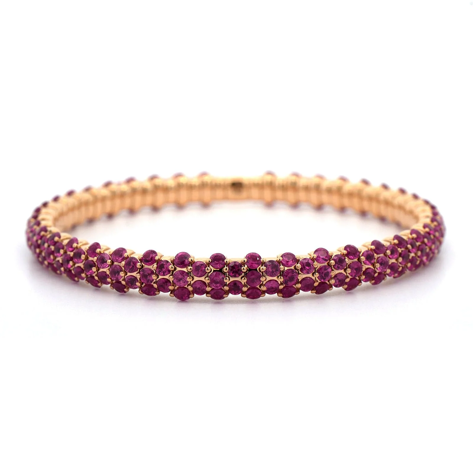 Zydo 18K Rose Gold Pink Sapphire Stretch Bracelet - Image 4