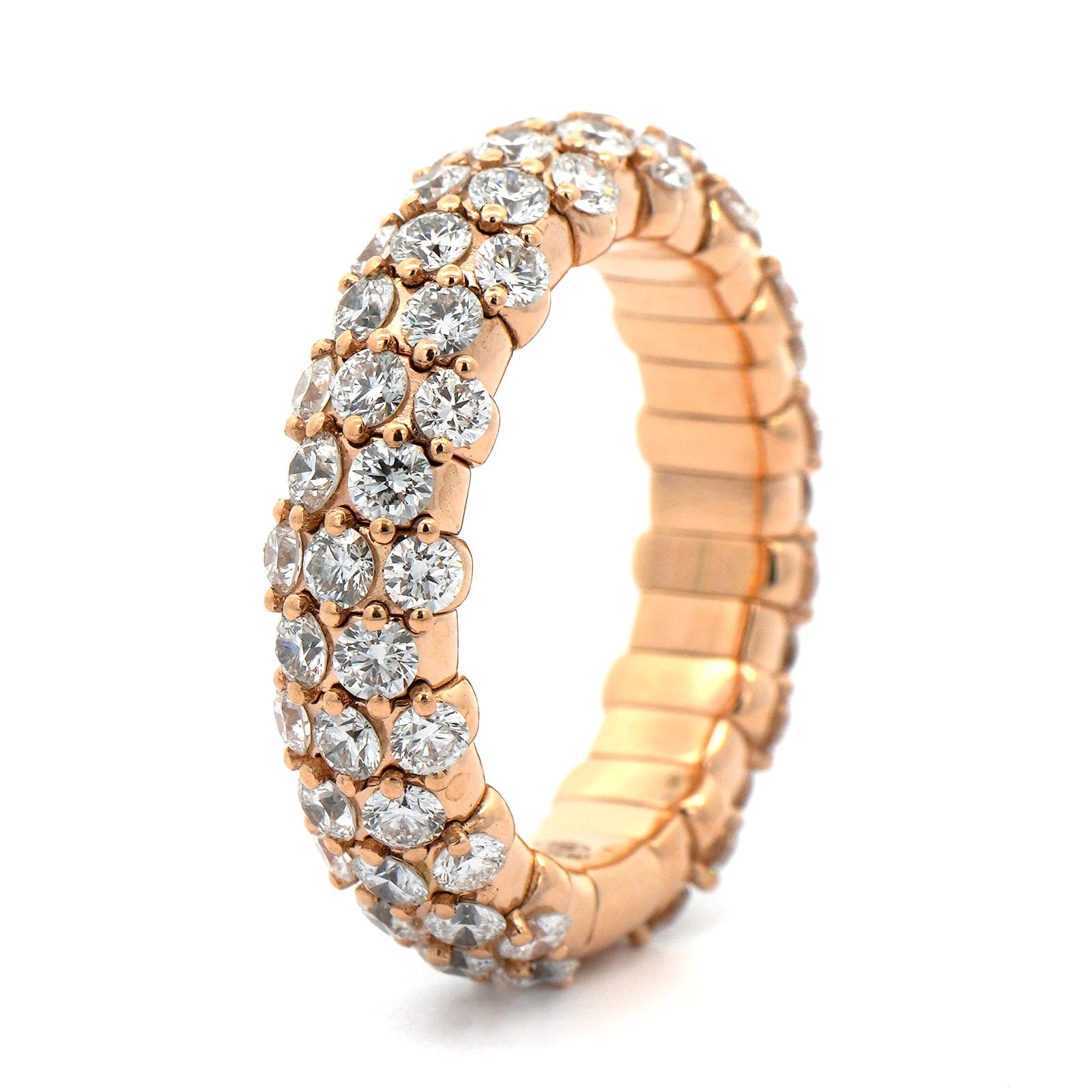 Zydo 18K Rose Gold Slim Domed Diamond Stretch Ring - Image 2