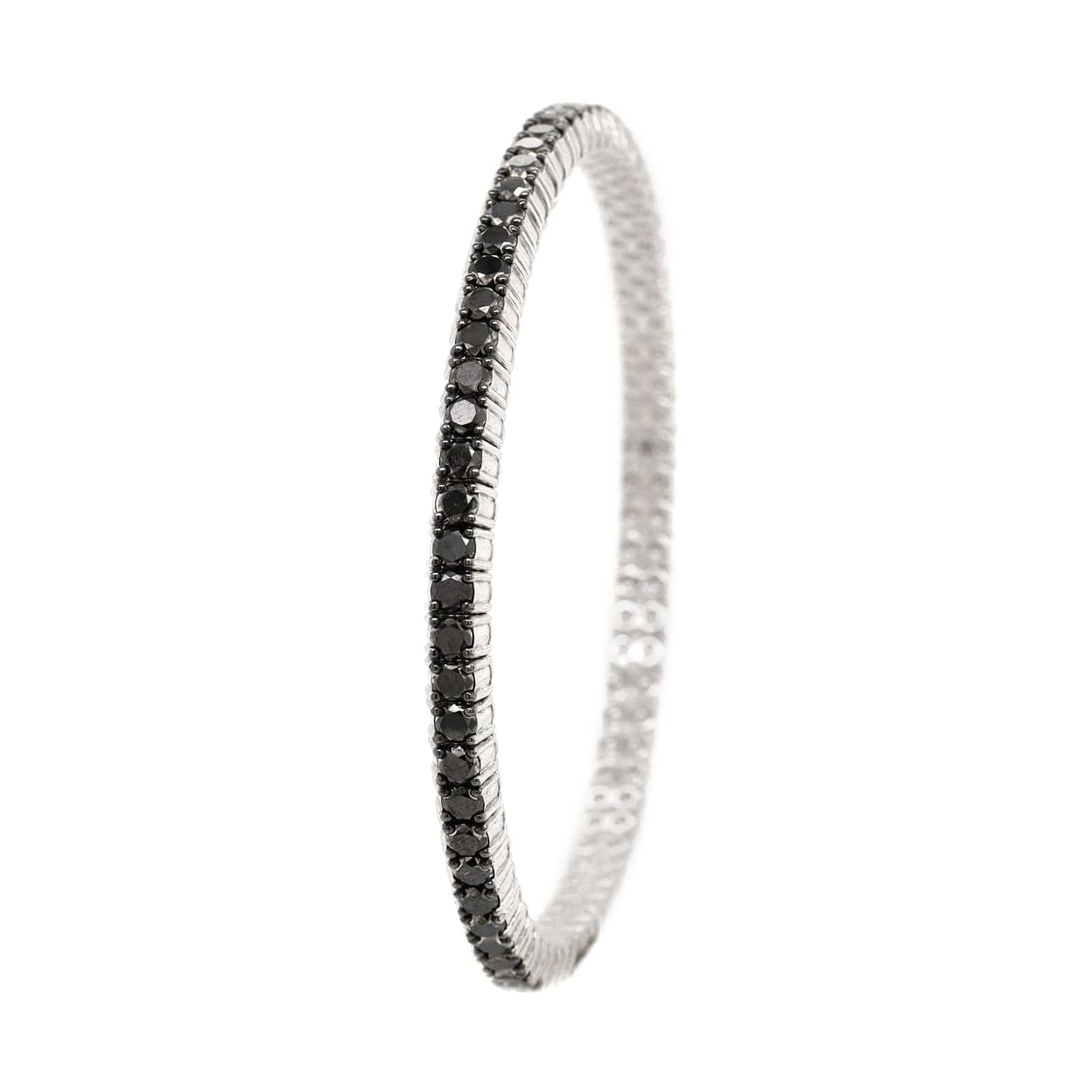 Zydo 18K White Gold Black Diamond Stretch Bracelet - Image 2