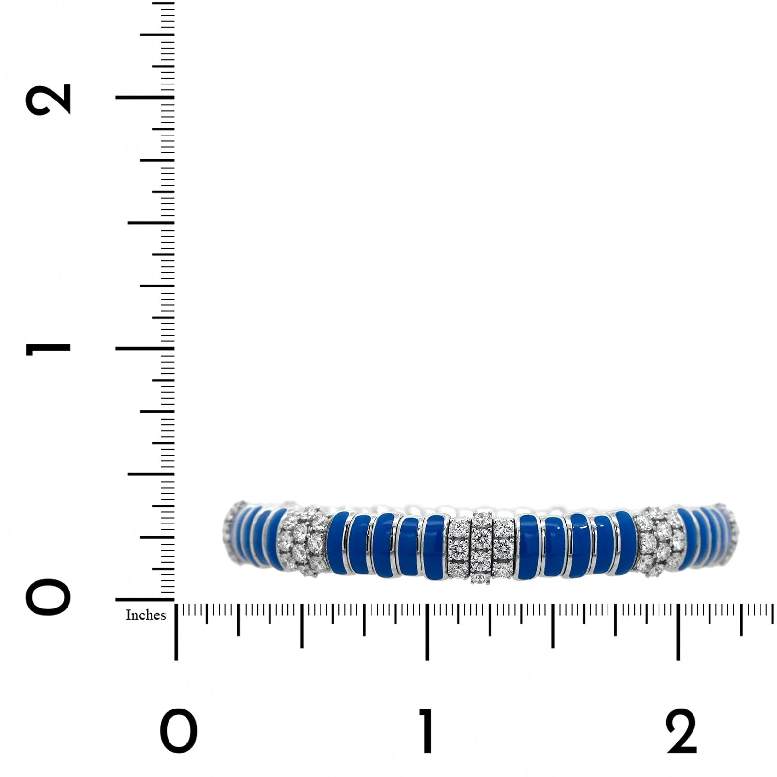 Zydo 18K White Gold Blue Enamel and Diamond Stretch Bracelet - Image 3