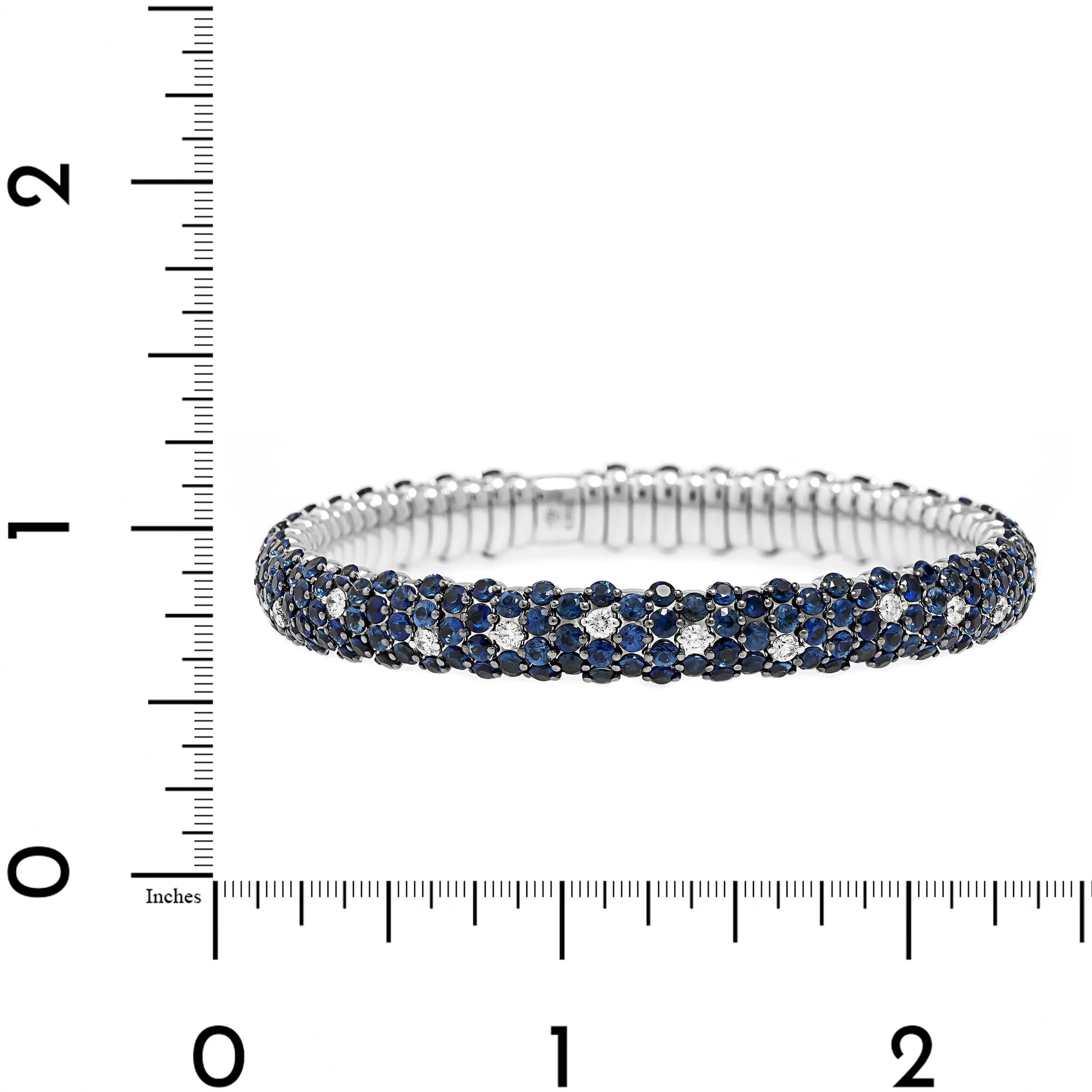 Zydo 18K White Gold Blue Sapphire and Diamond Stretch Bracelet - Image 3