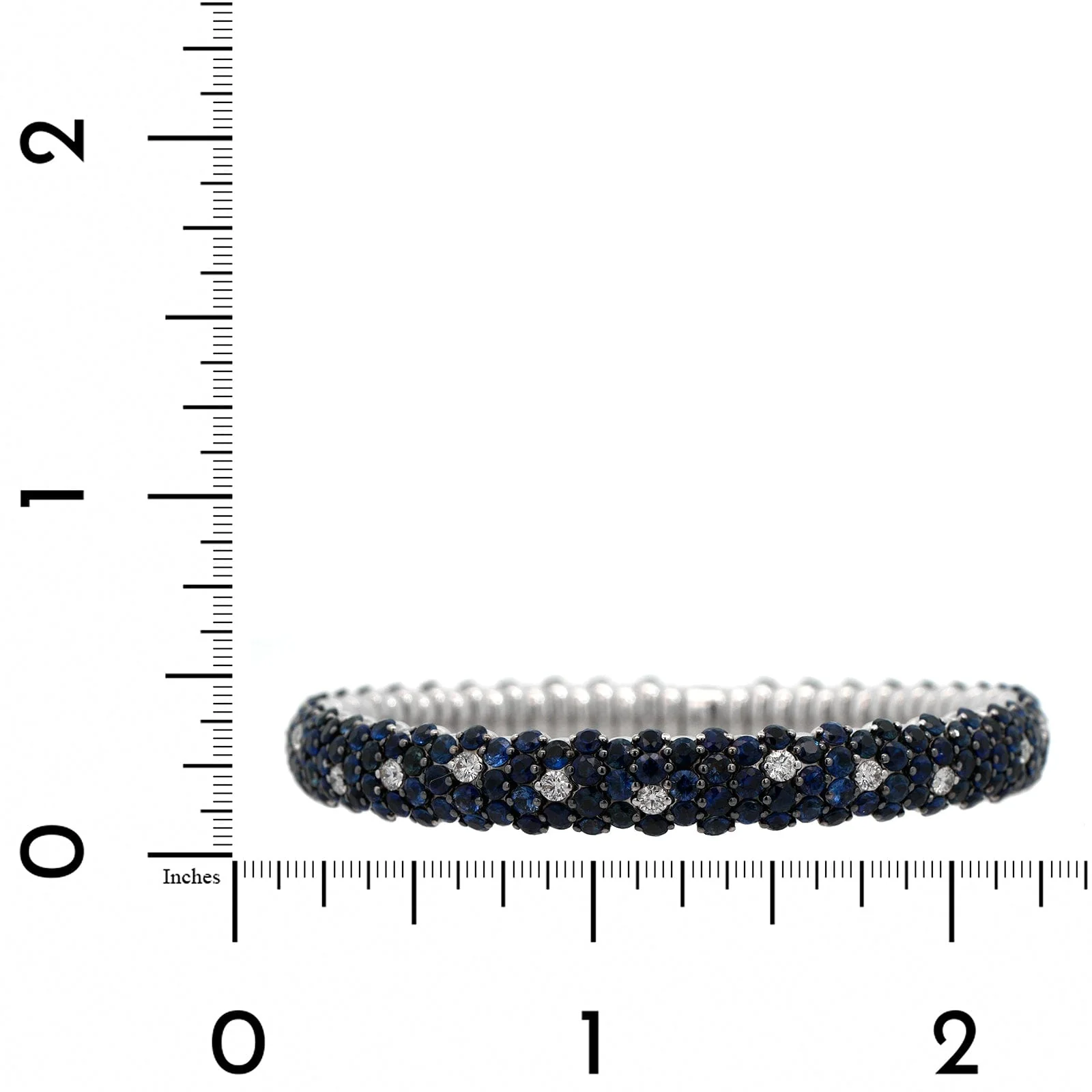 Zydo 18K White Gold Diamond and Blue Sapphire Stretch Bracelet - Image 3
