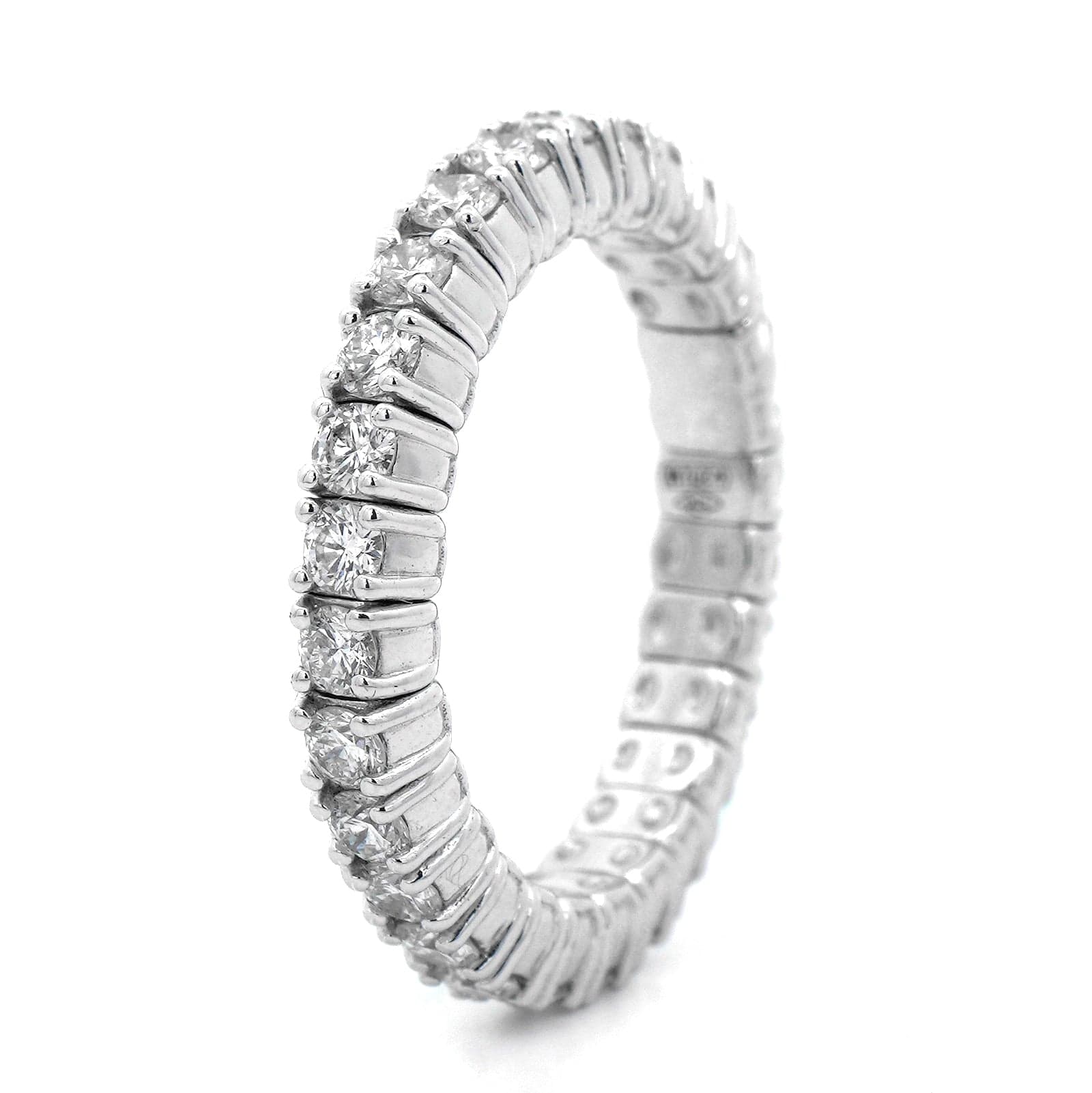 Zydo 18K White Gold Prong Set Diamond Stretch Ring - Image 2